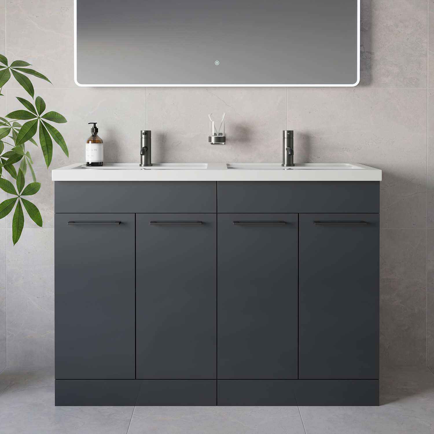 Napoli 390 4 Door Vanity Unit with Double Lucia Basins