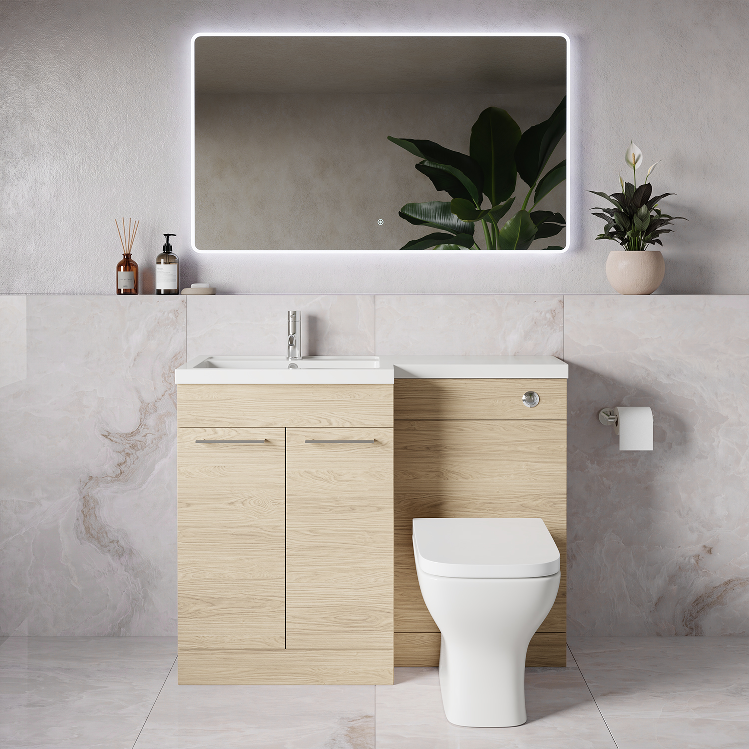 Napoli 390 2 Door Vanity Unit Toilet Suite with Square Left Hand Lucia Basin