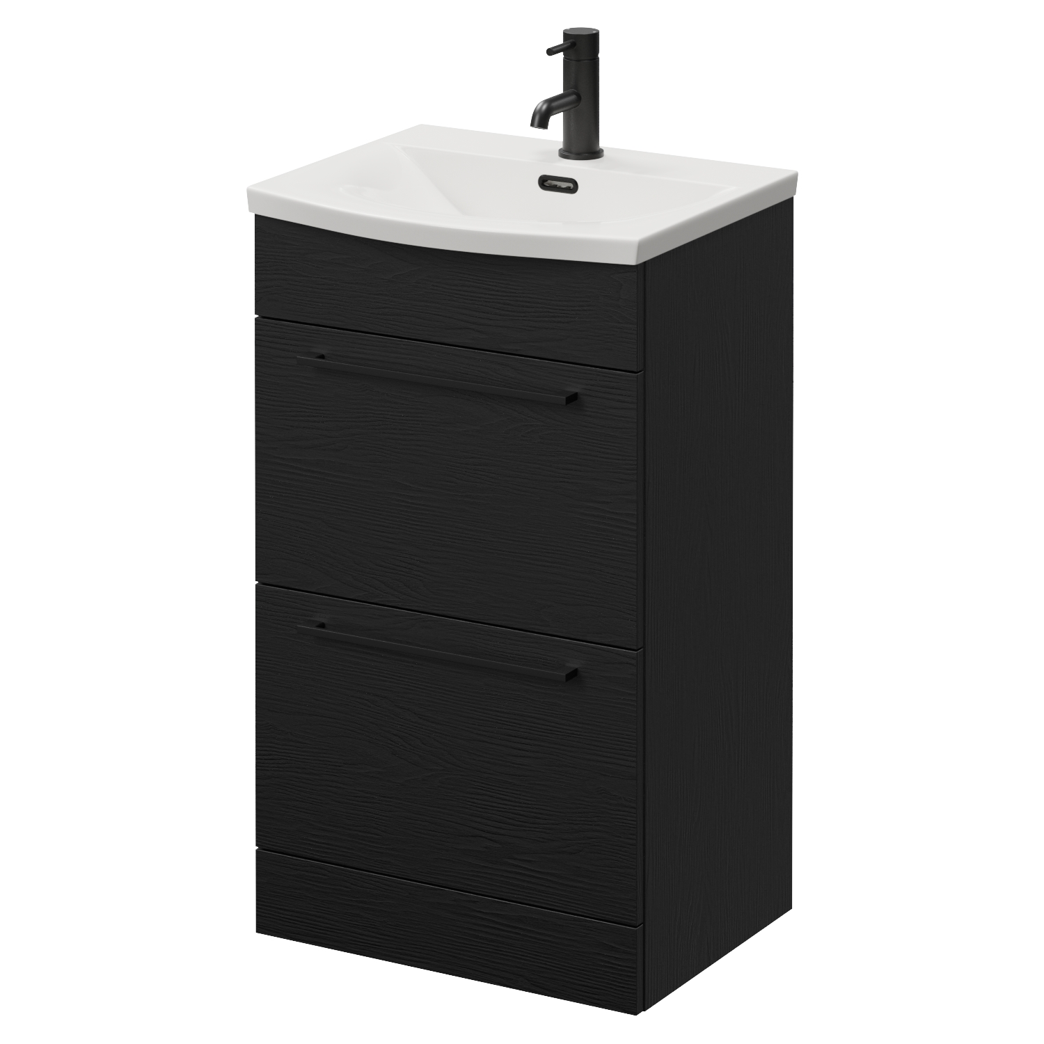 Napoli Nero Oak 390 2 Drawer Vanity Unit With Arc Basin | | Mdf | 500Mm