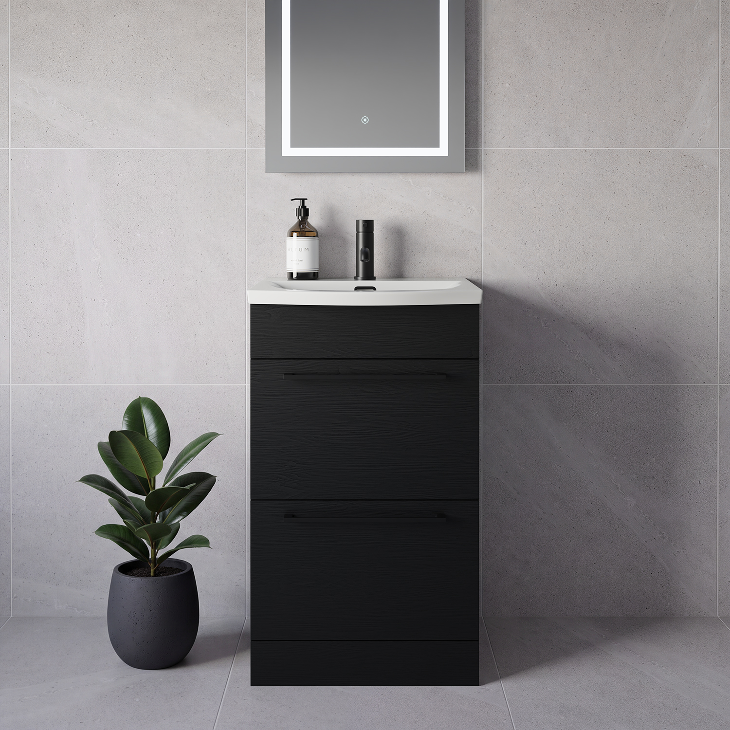 Napoli 390 2 Drawer Vanity Unit with Arc Basin