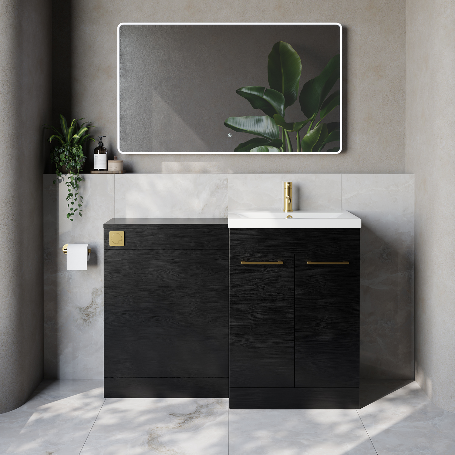 Napoli 390 Cento 2 Door Vanity Unit Toilet Suite with Glide Basin