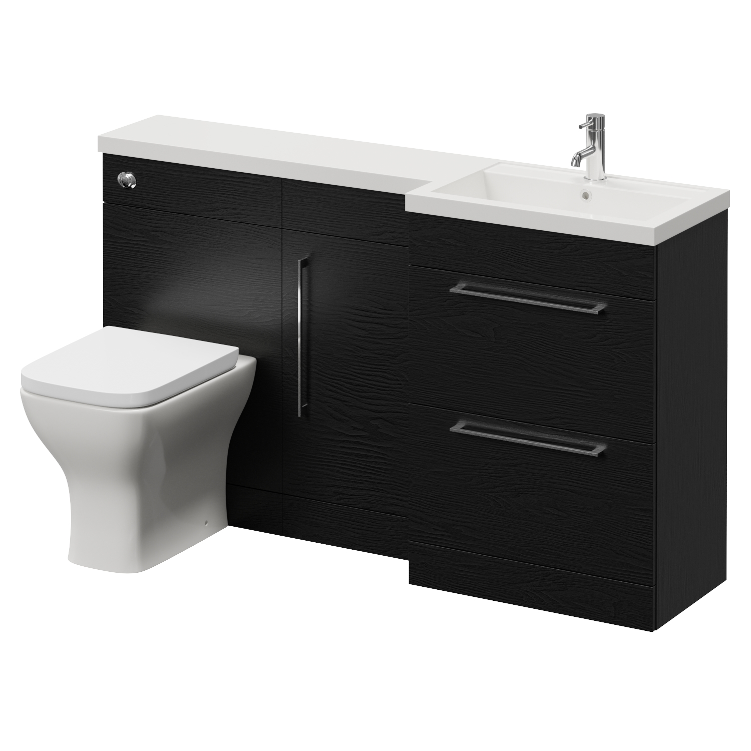 Napoli 390 2 Drawer Vanity Unit Toilet Suite with Right Hand Square Lucia Basin