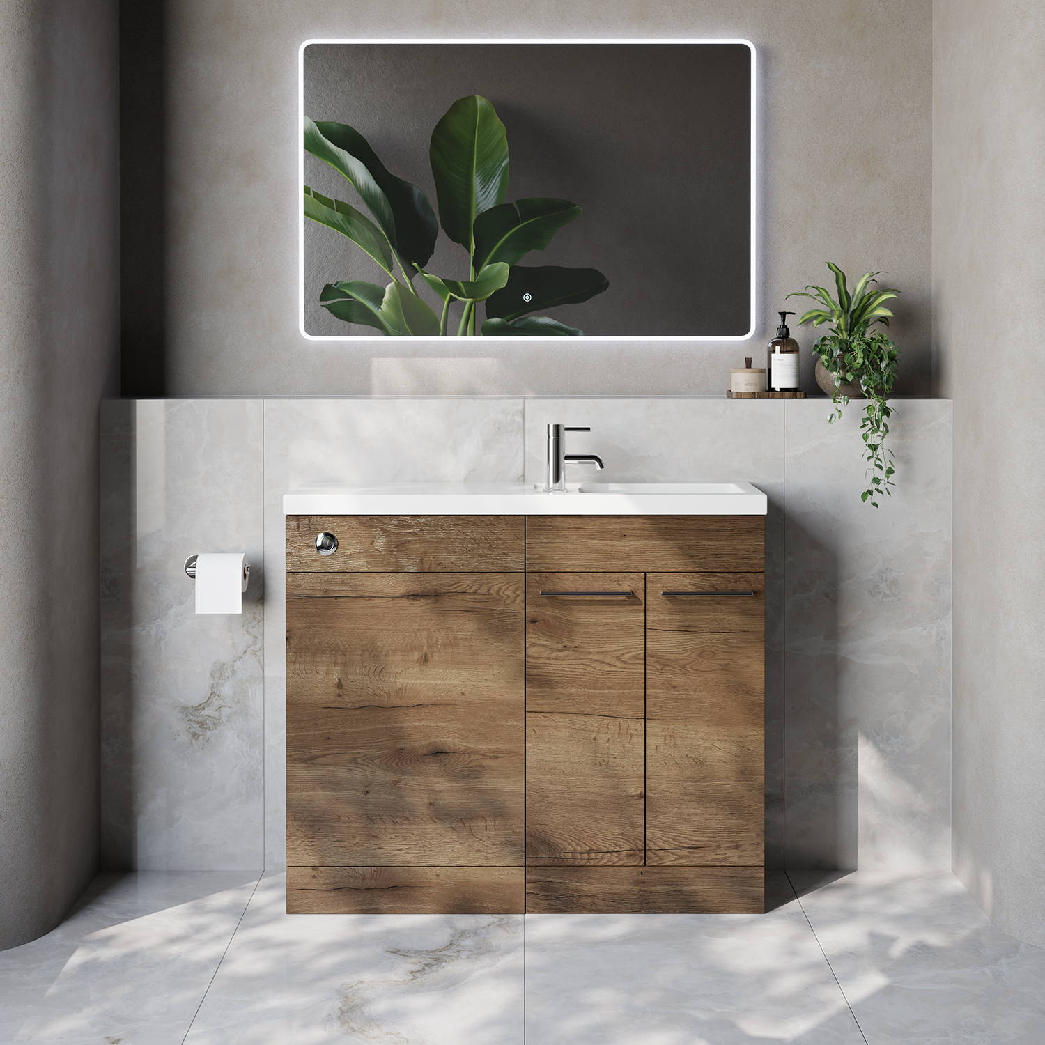 Napoli 250 2 Door Vanity Unit Toilet Suite with Square Silvo Basin