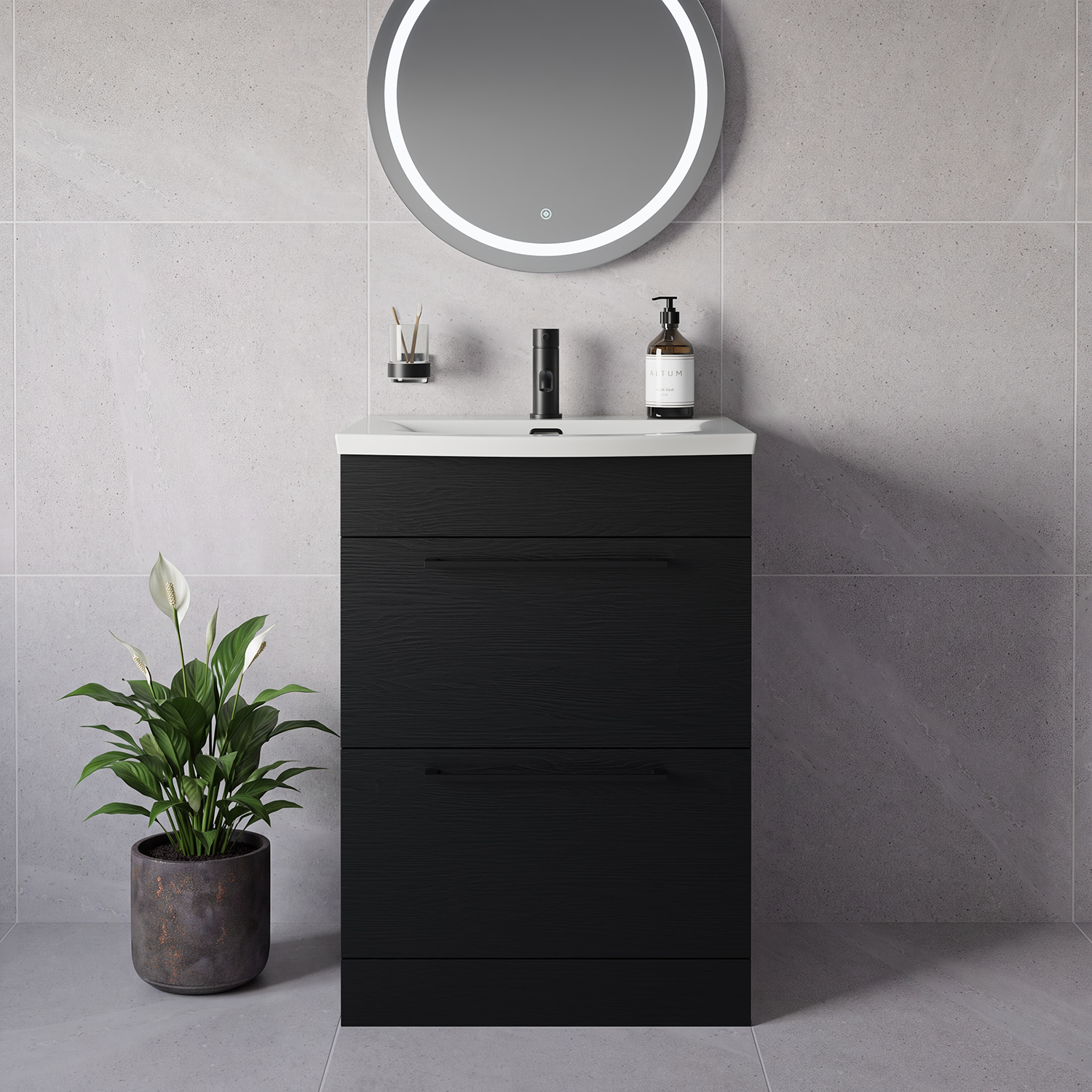 Napoli 390 2 Drawer Vanity Unit with Arc Basin