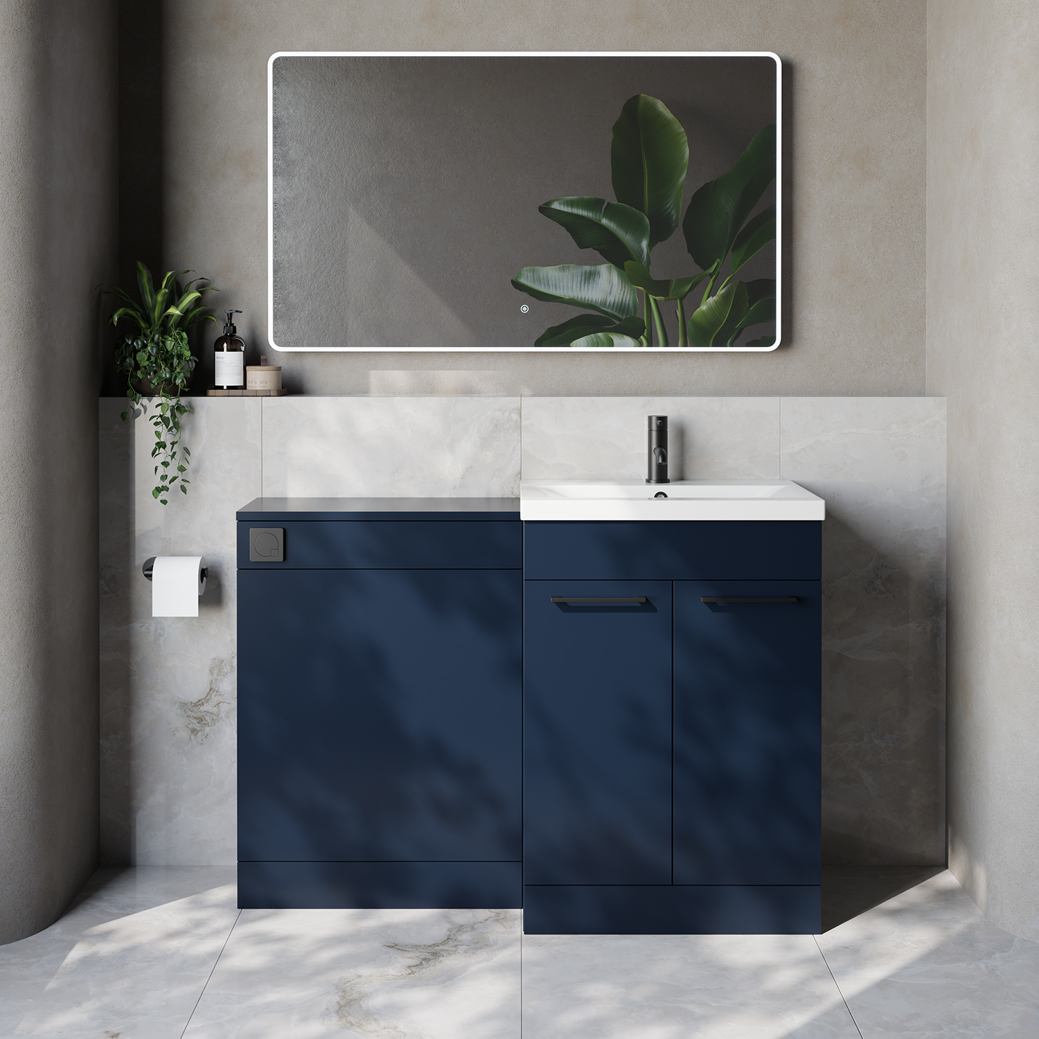 Napoli 390 Cento 2 Door Vanity Unit Toilet Suite with Glide Basin