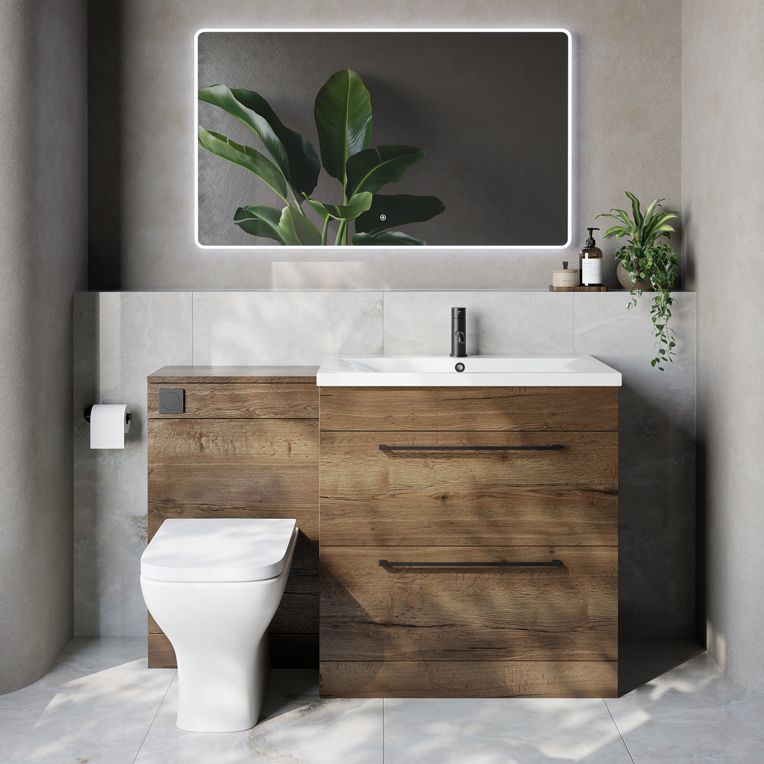 Napoli 460 2 Drawer Vanity Unit Toilet Suite with Glide Basin