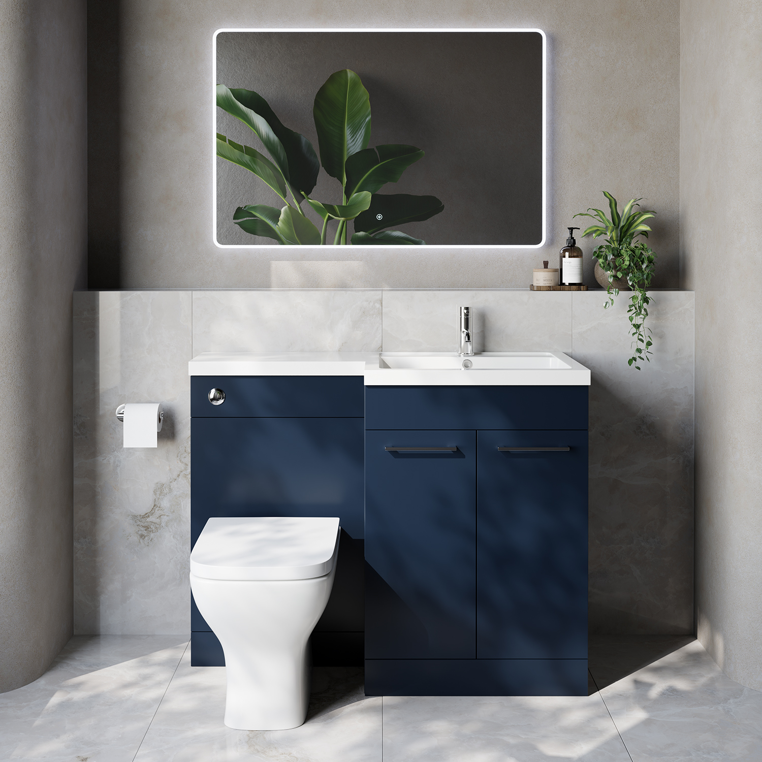 Napoli 460 2 Door Vanity Unit Toilet Suite with Right Hand Square Lucia Basin