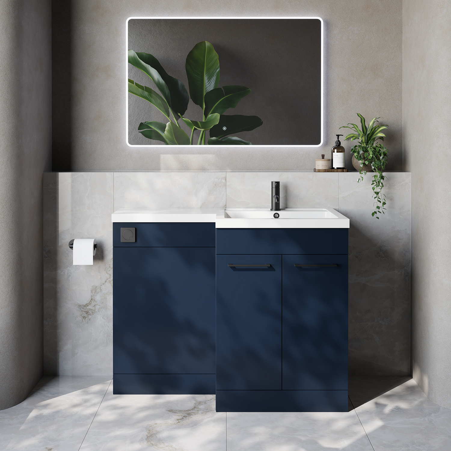 Napoli 460 2 Door Vanity Unit Toilet Suite with Right Hand Square Lucia Basin