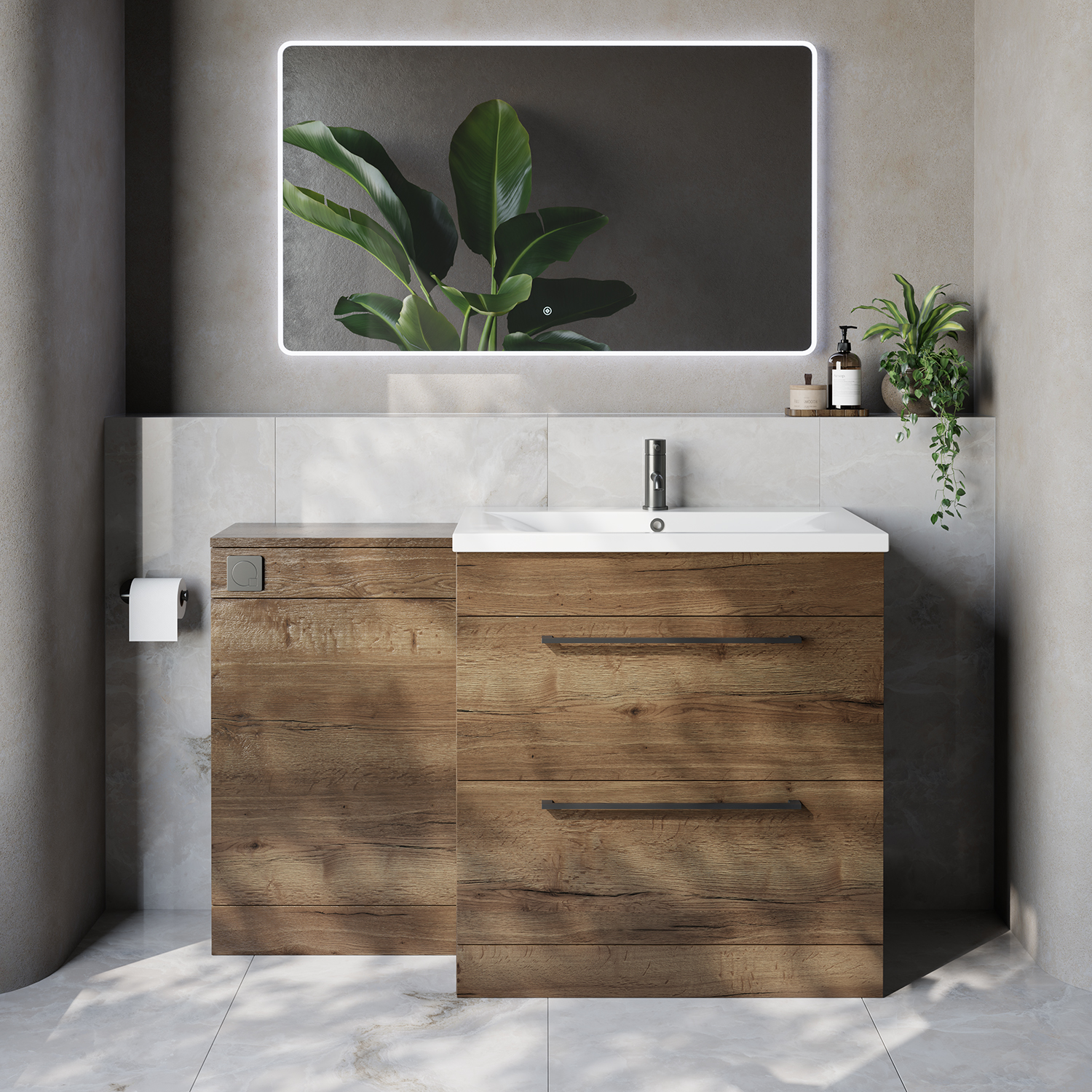 Napoli 460 2 Drawer Vanity Unit Toilet Suite with Glide Basin