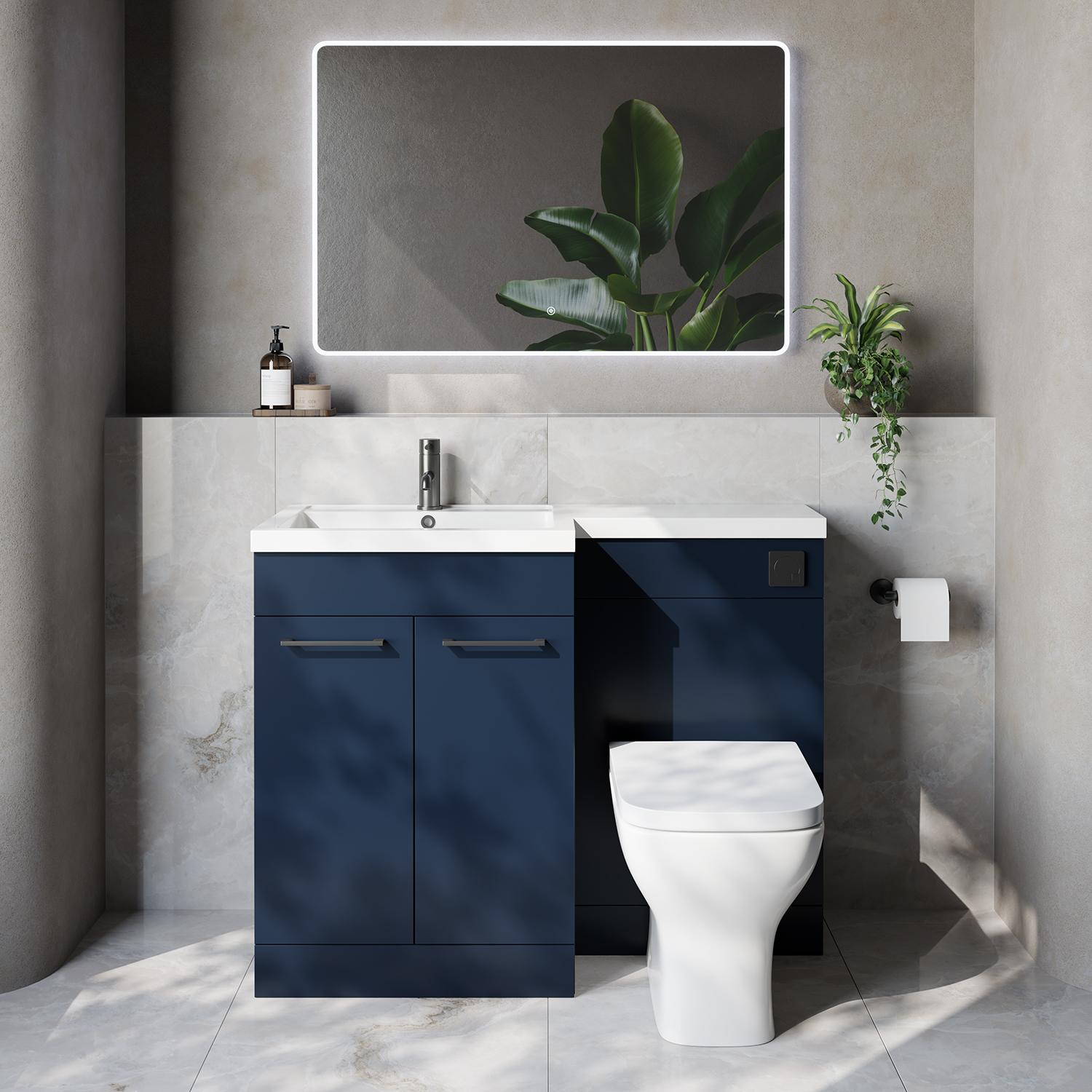 Napoli 460 2 Door Vanity Unit Toilet Suite with Left Hand Square Lucia Basin