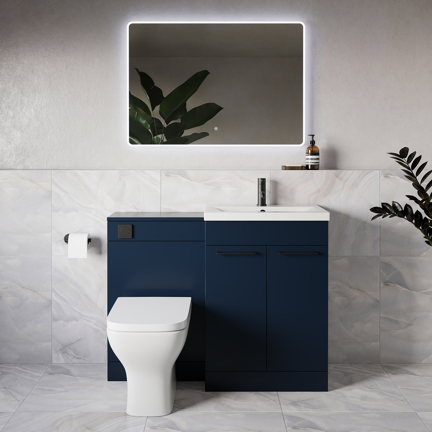 Napoli 390 2 Door Vanity Unit Toilet Suite with Glide Basin