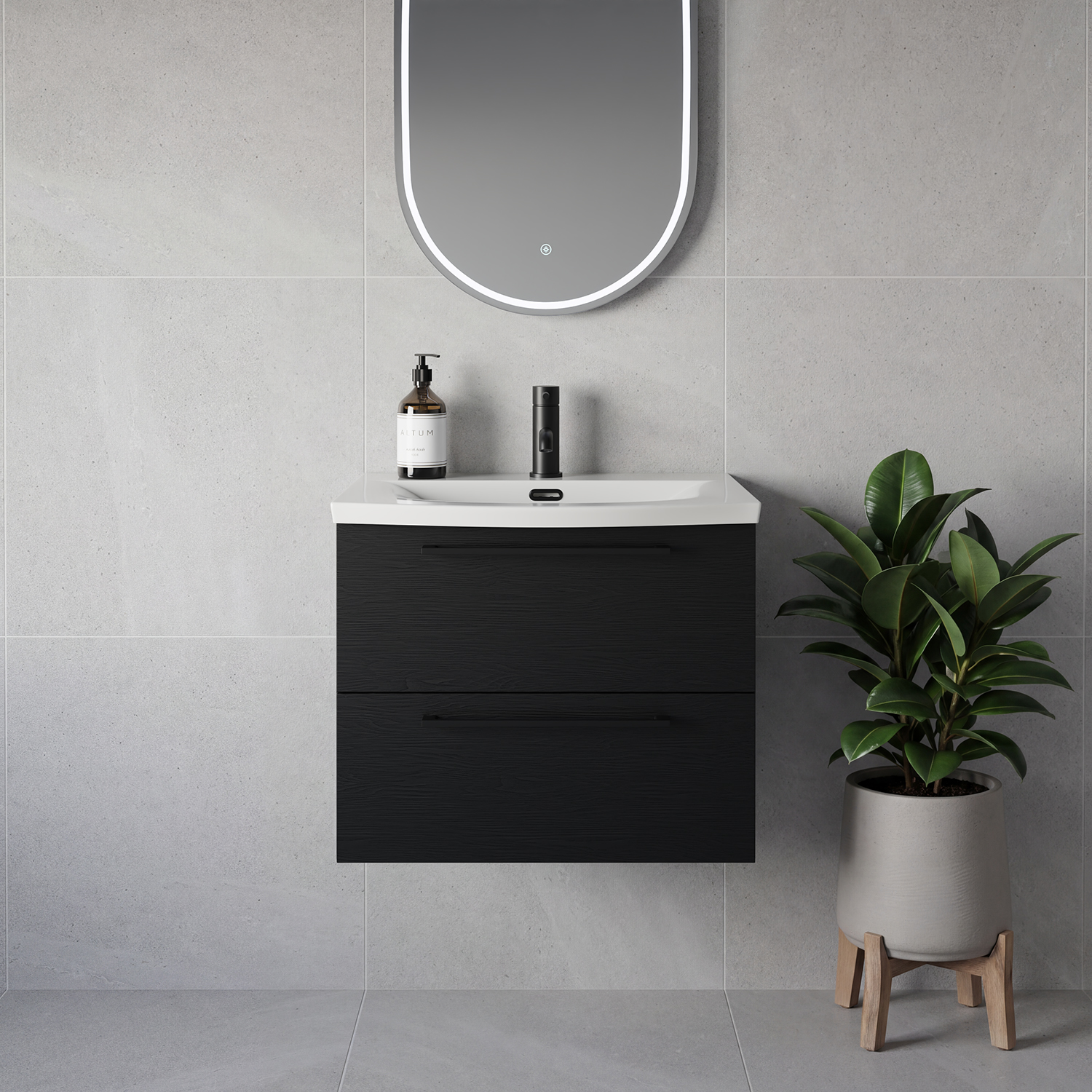 Napoli 390 Wall Mounted 2 Drawer Vanity Unit with Arc Basin