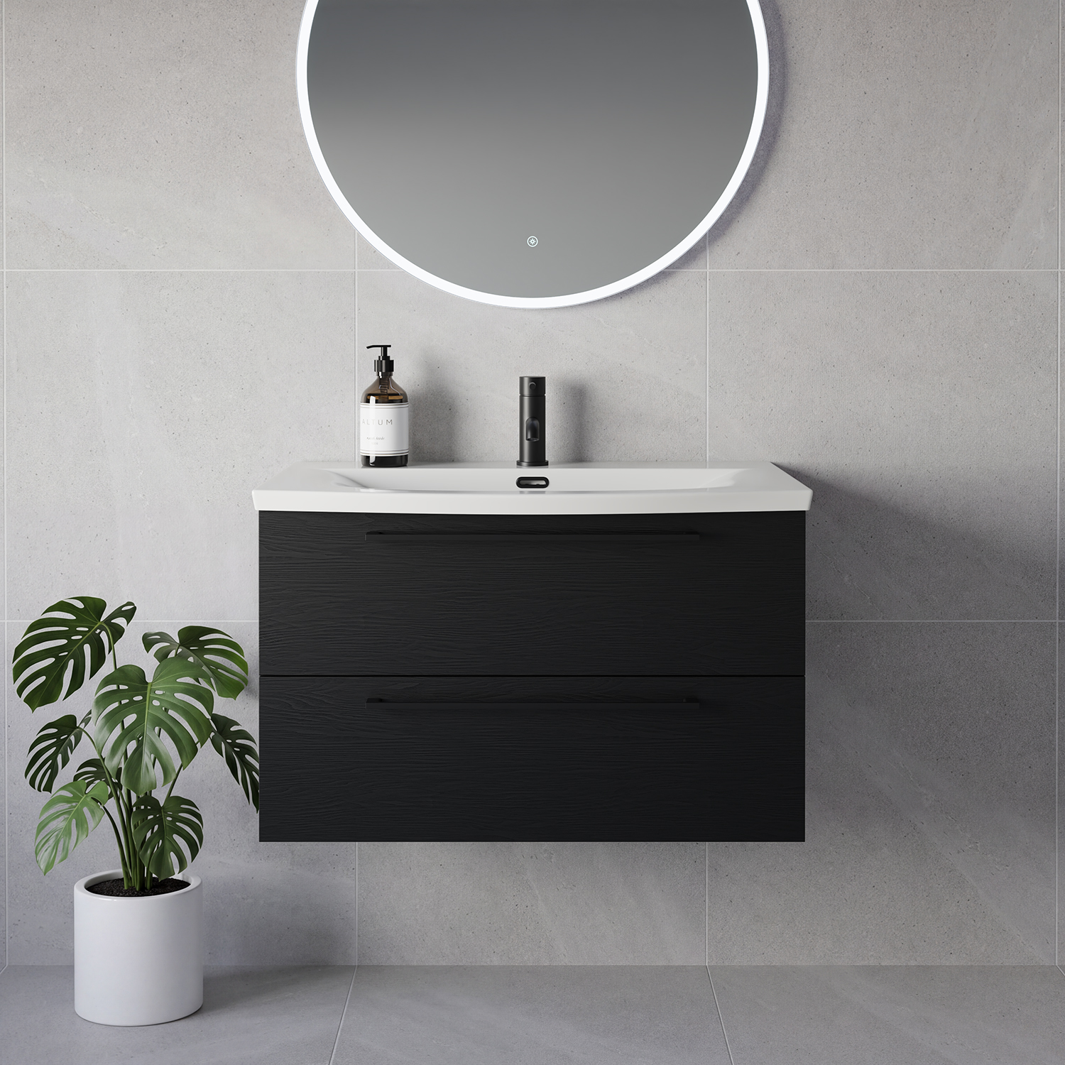 Napoli 390 Wall Mounted 2 Drawer Vanity Unit with Arc Basin