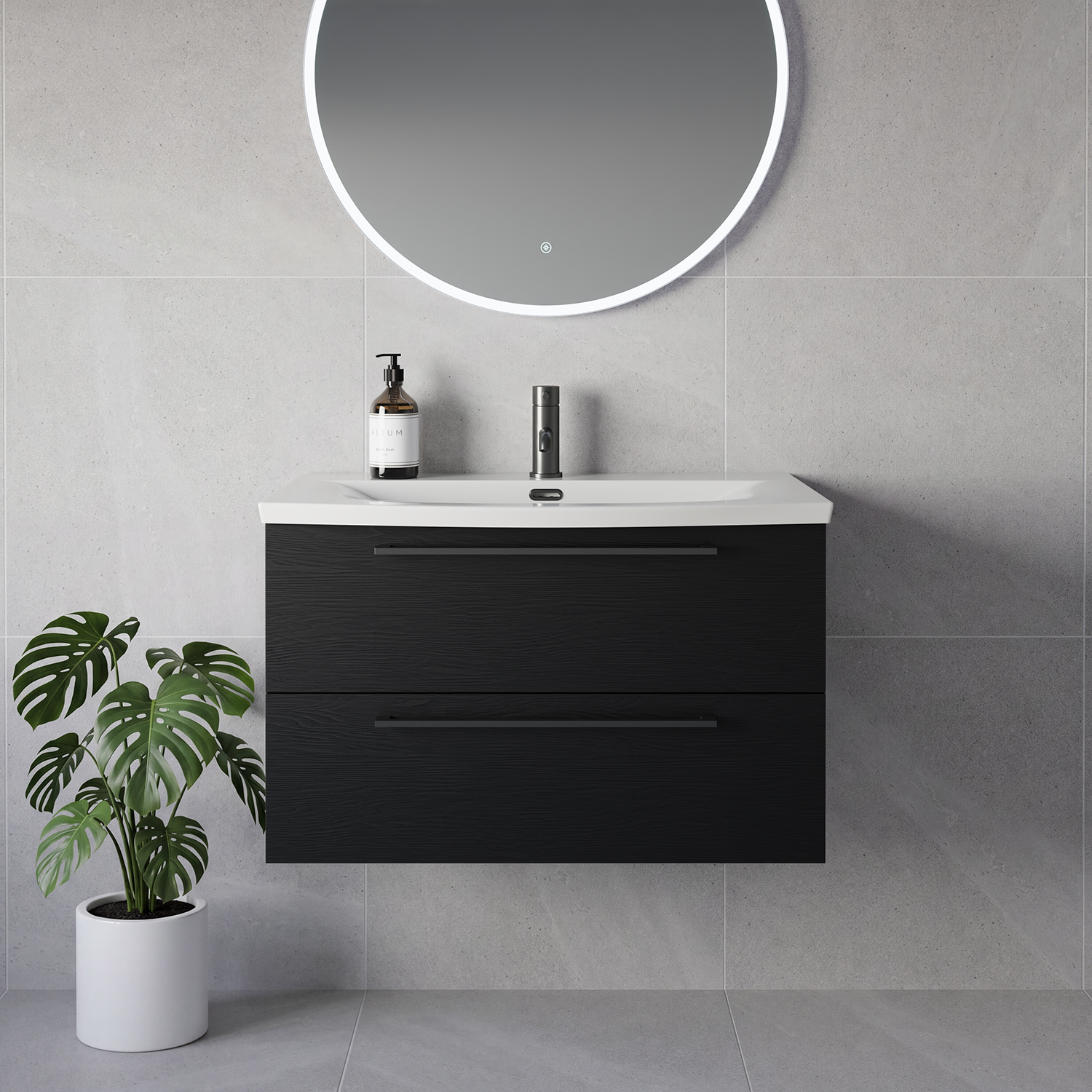 Napoli 390 Wall Mounted 2 Drawer Vanity Unit with Arc Basin