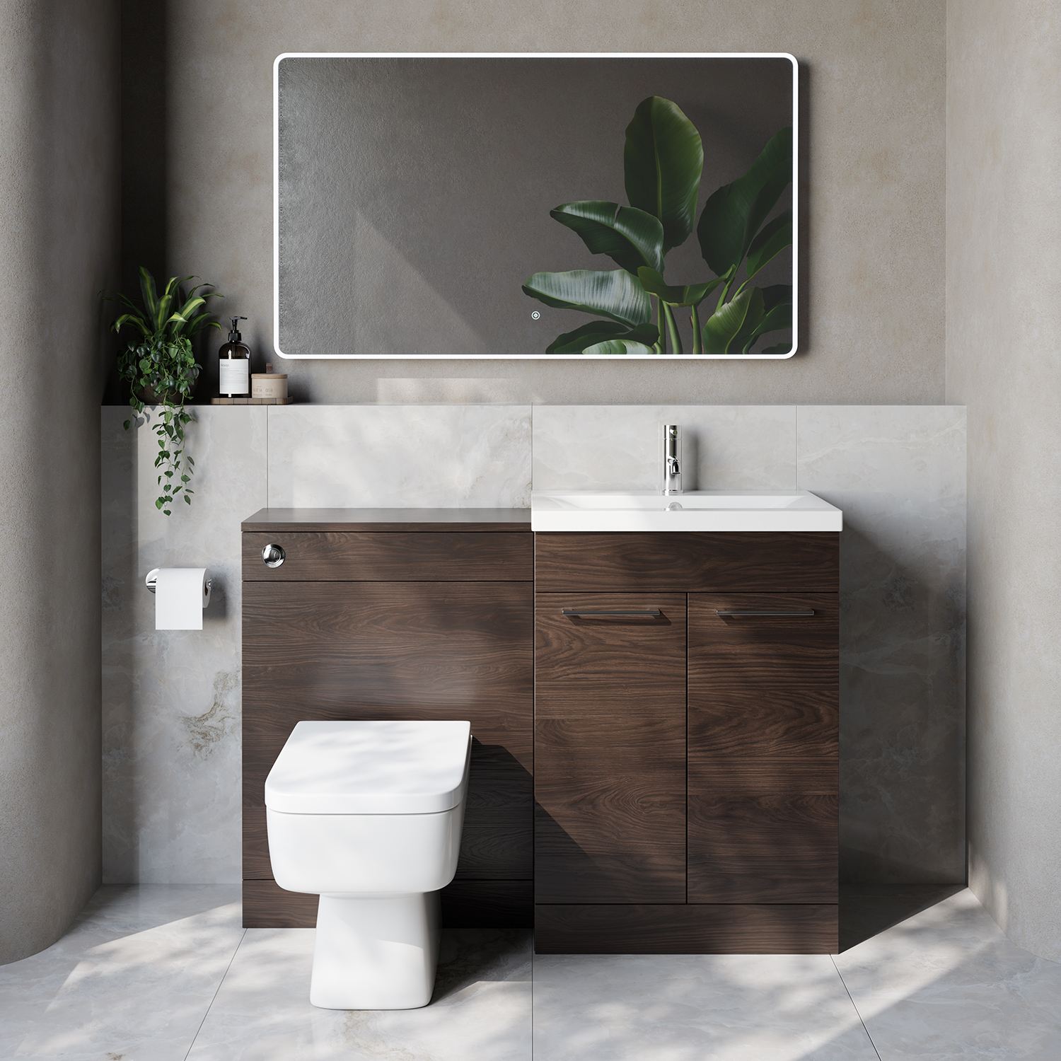 Napoli 390 Cento 2 Door Vanity Unit Toilet Suite with Glide Basin