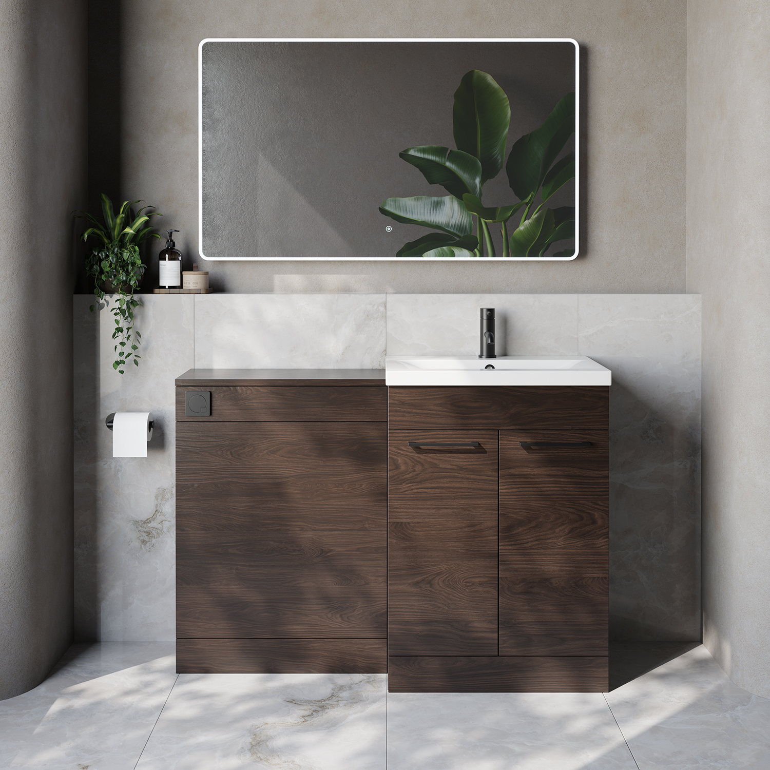 Napoli 390 Cento 2 Door Vanity Unit Toilet Suite with Glide Basin