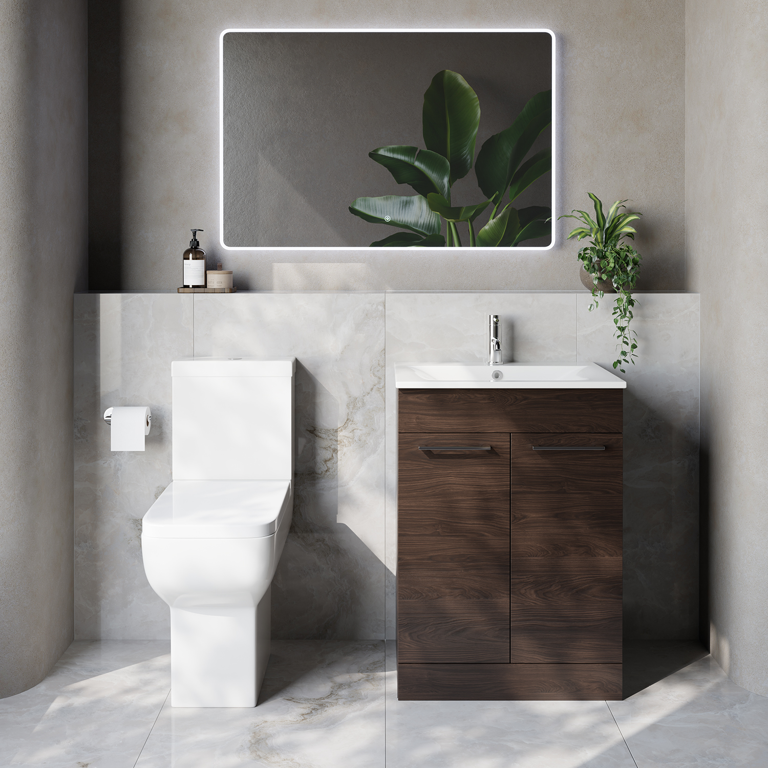 Napoli 460 2 Door Vanity Unit and Tacoma Comfort Height Toilet Suite with Angel Basin