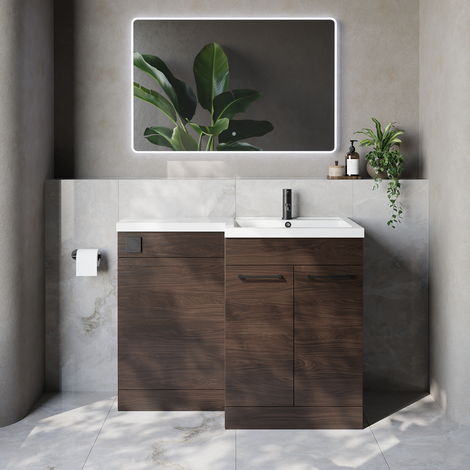 Napoli 460 2 Door Vanity Unit Toilet Suite with Right Hand Square Lucia Basin