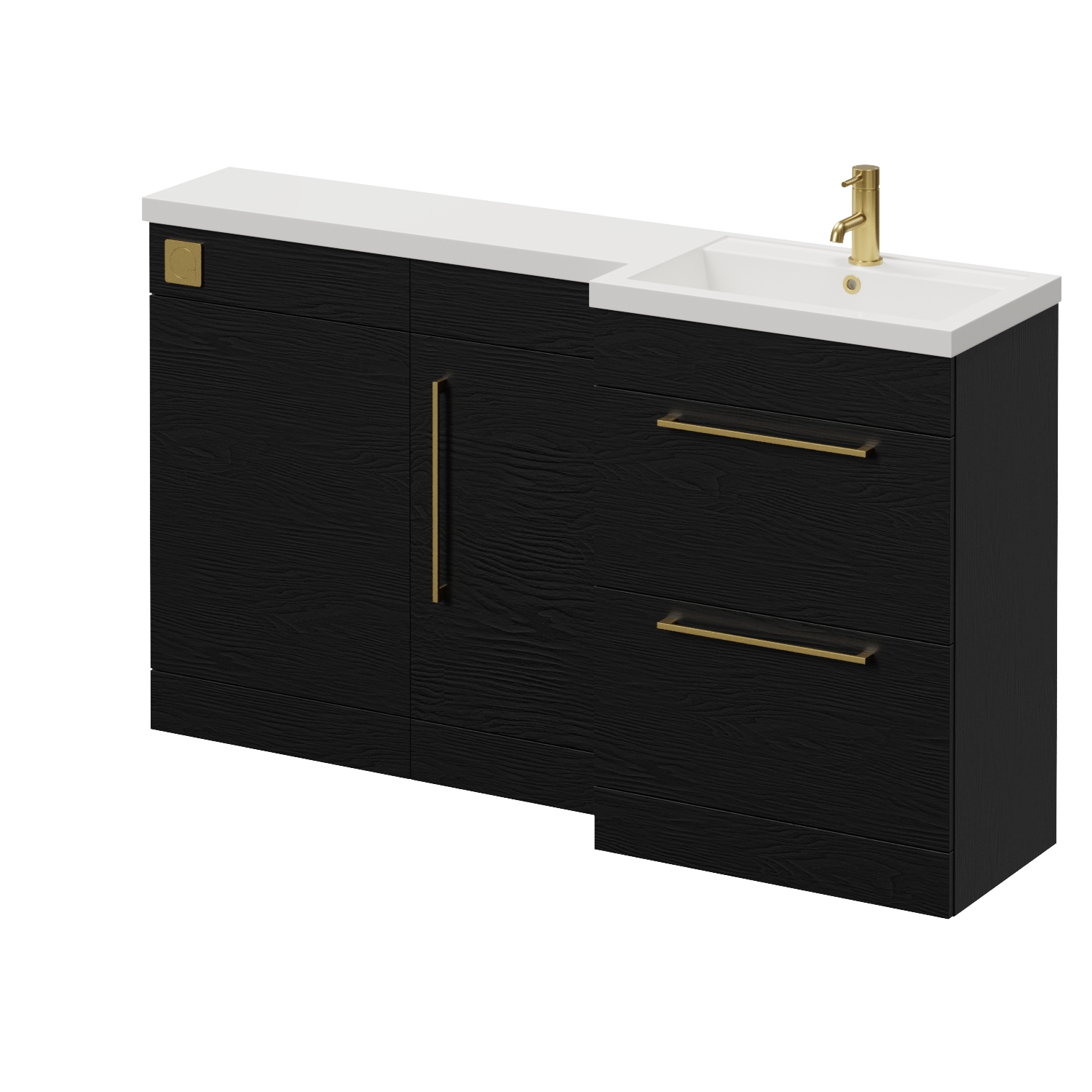 Napoli 390 2 Drawer Vanity Unit Toilet Suite with Right Hand Square Lucia Basin