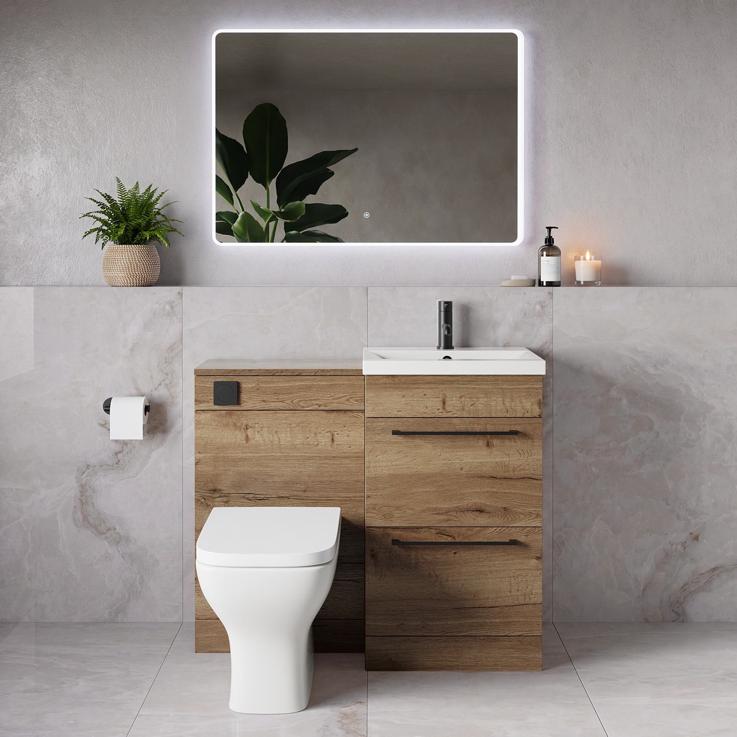 Napoli 390 2 Drawer Vanity Unit Toilet Suite with Glide Basin