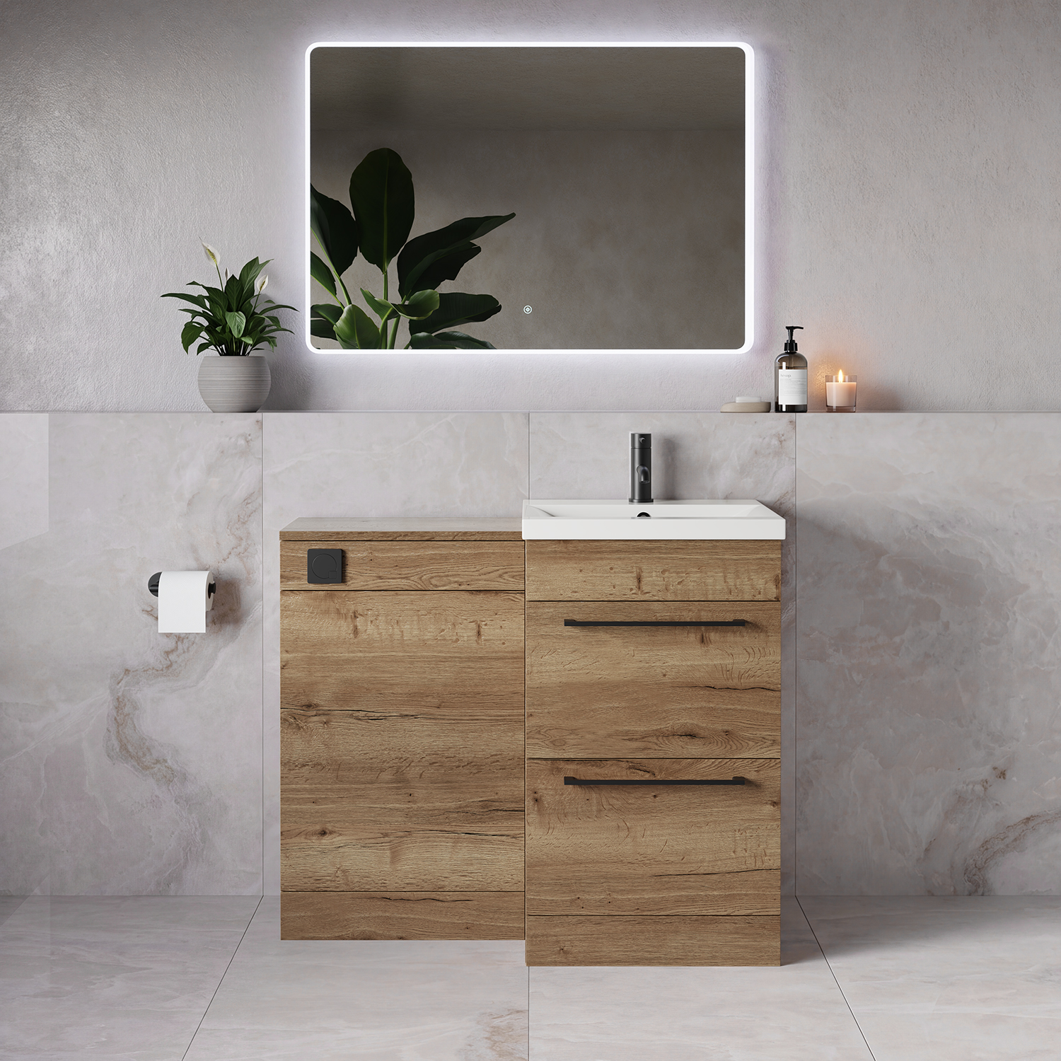 Napoli 390 2 Drawer Vanity Unit Toilet Suite with Glide Basin