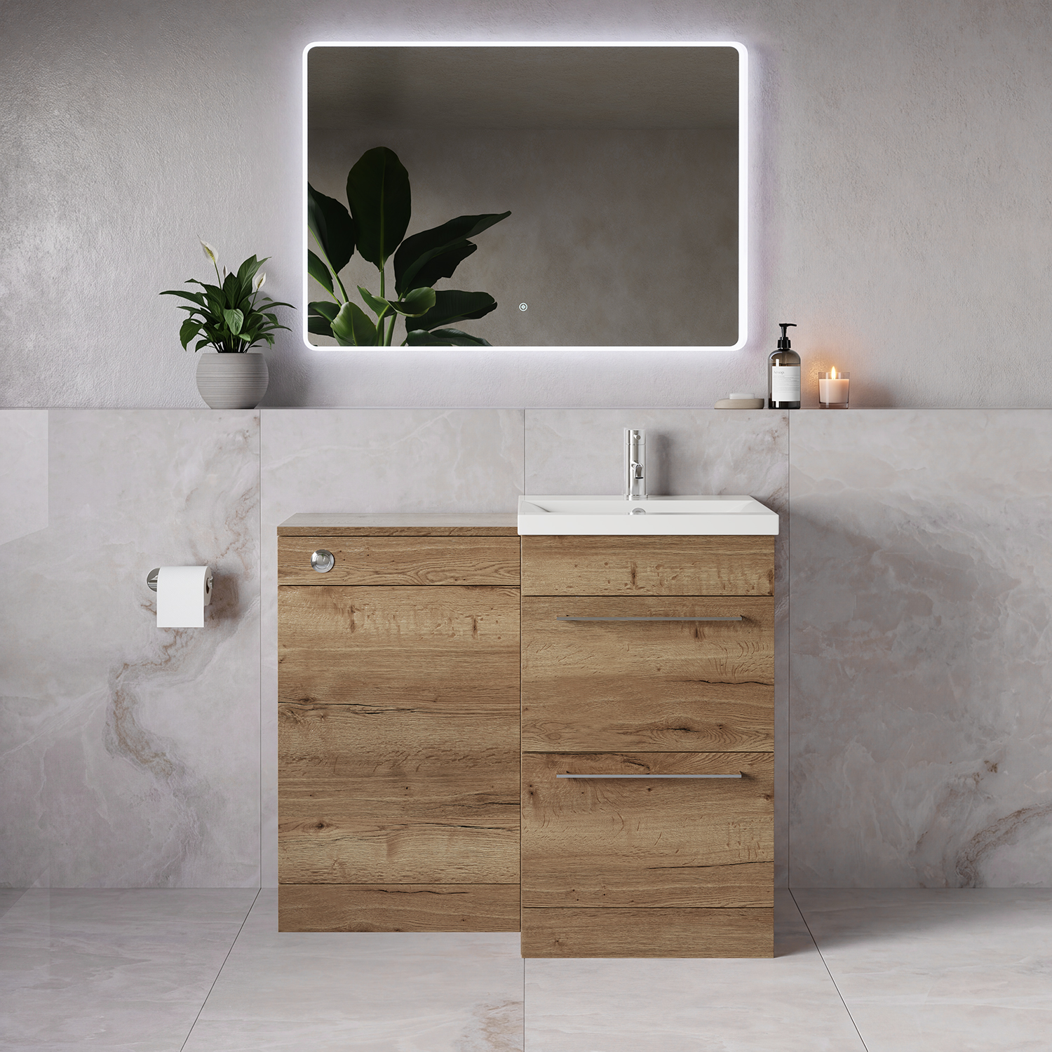Napoli 390 2 Drawer Vanity Unit Toilet Suite with Glide Basin