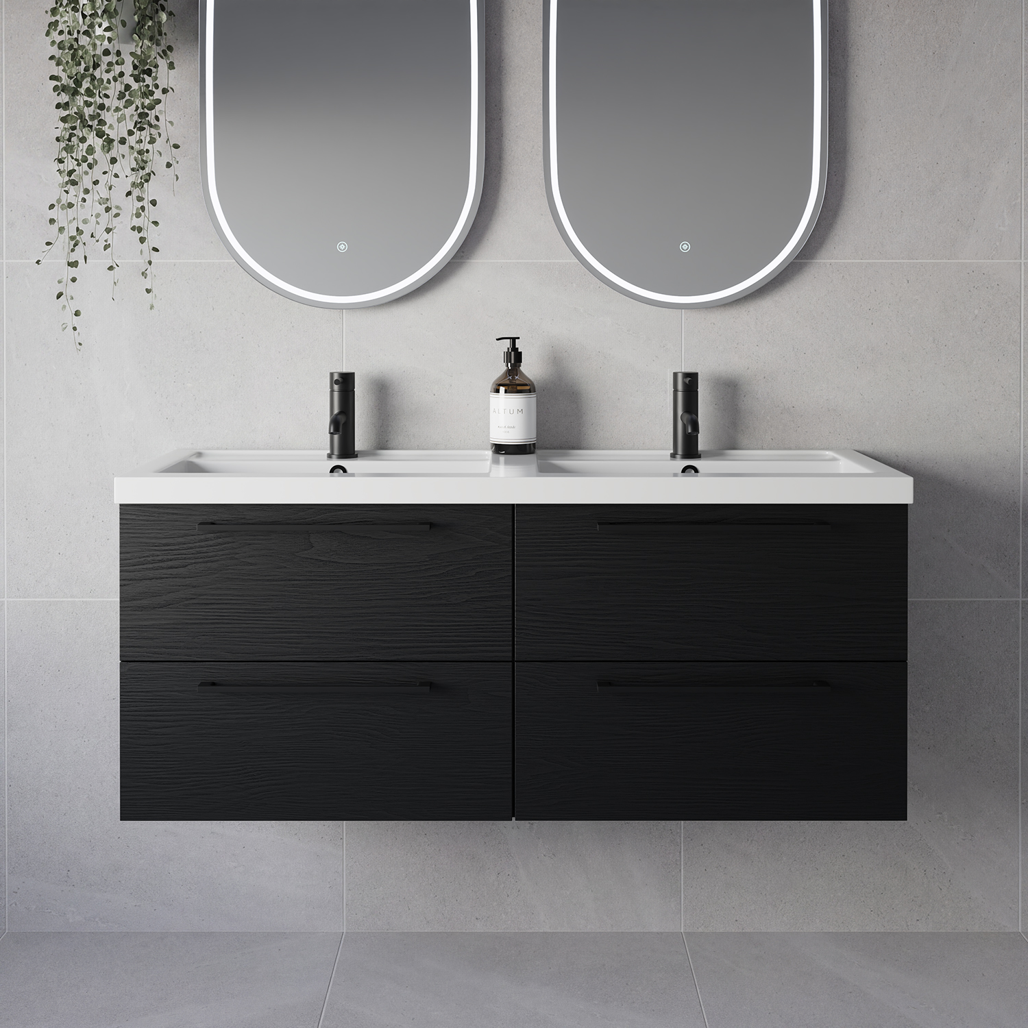 Napoli 390 Wall Mounted 4 Drawer Vanity Unit with Double Lucia Basins