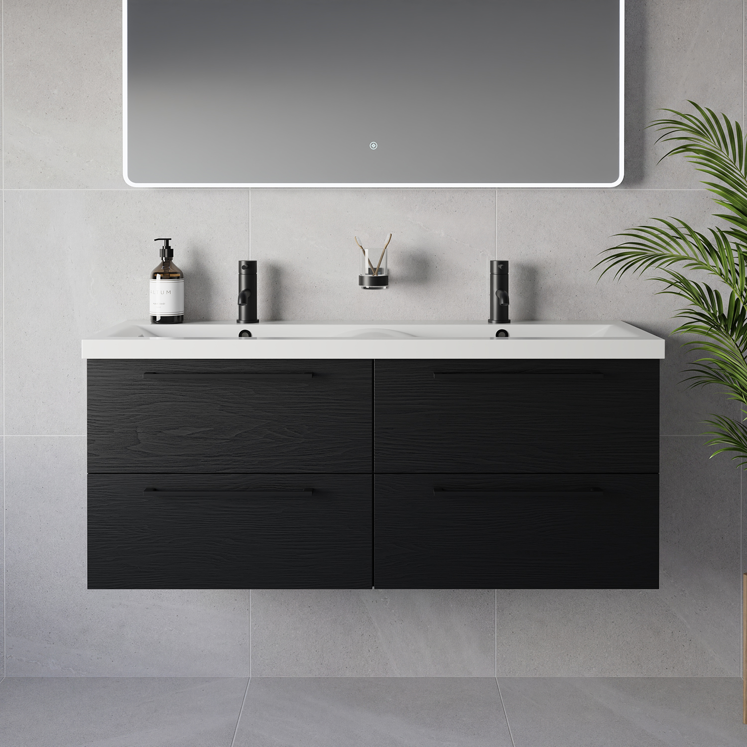 Napoli 390 Wall Mounted 4 Drawer Vanity Unit with Double Glide Basins