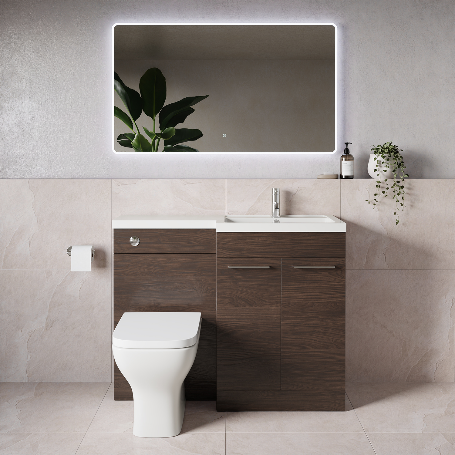 Napoli 390 2 Door Vanity Unit Toilet Suite with Square Right Hand Lucia Basin