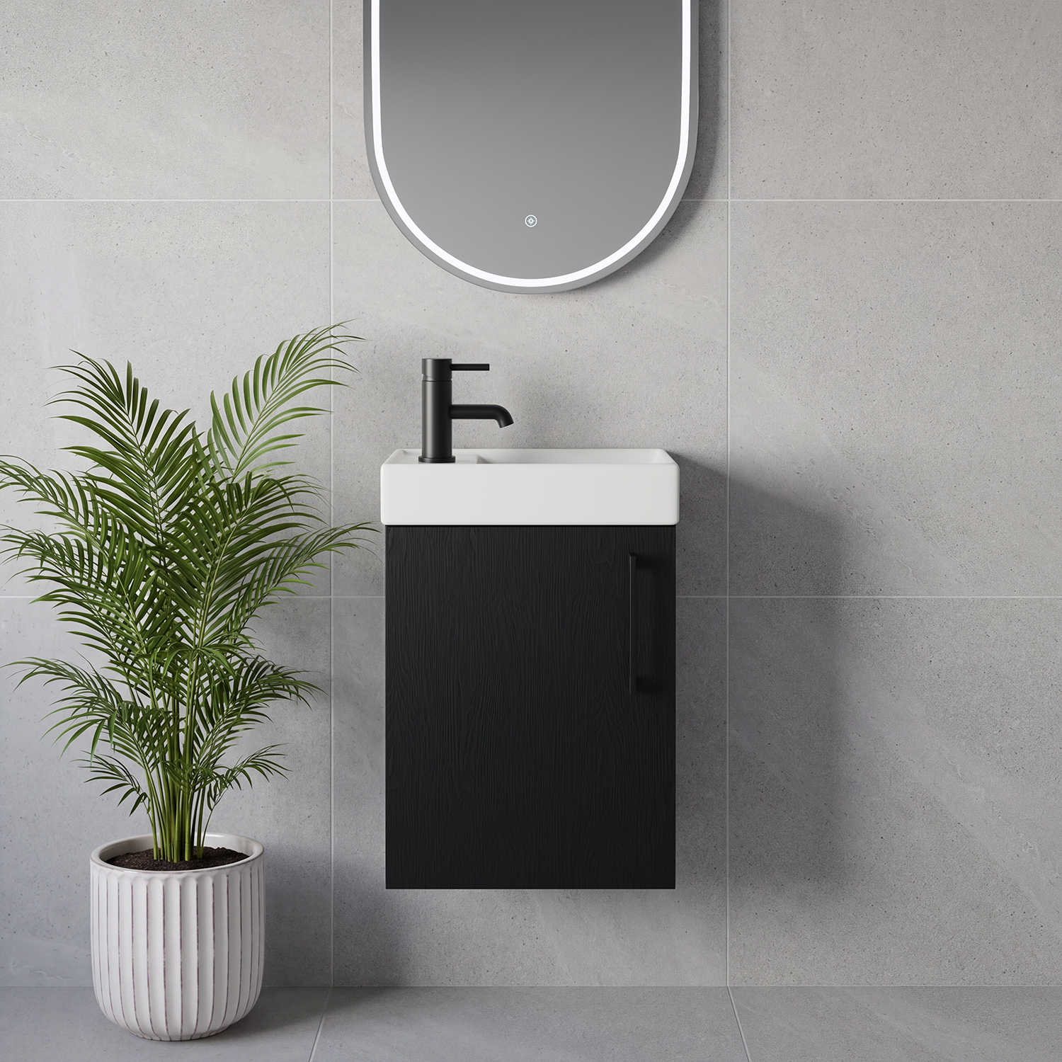 Napoli Cube Wall Mounted Single Door Vanity Unit with Align Basin