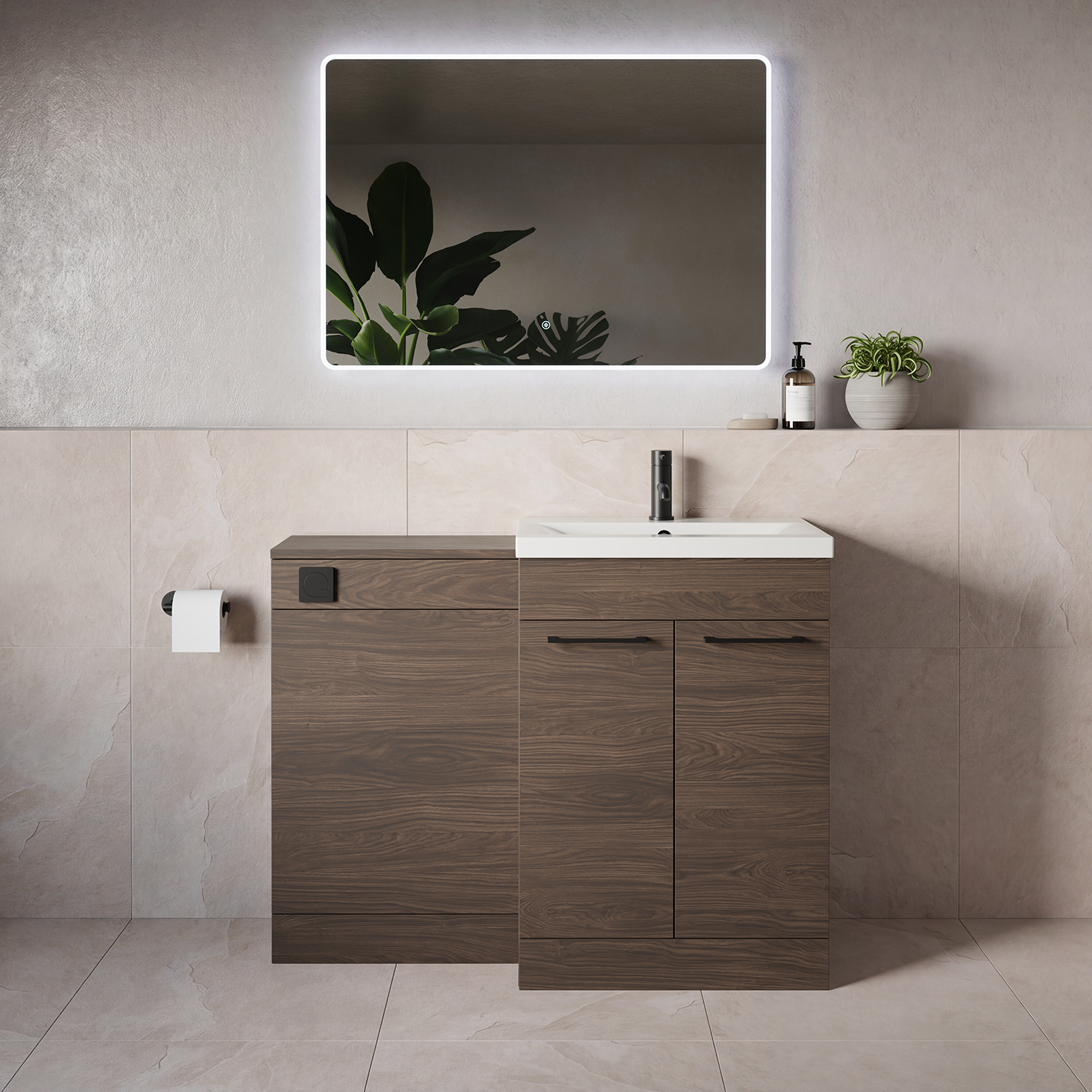 Napoli 390 2 Door Vanity Unit Toilet Suite with Glide Basin