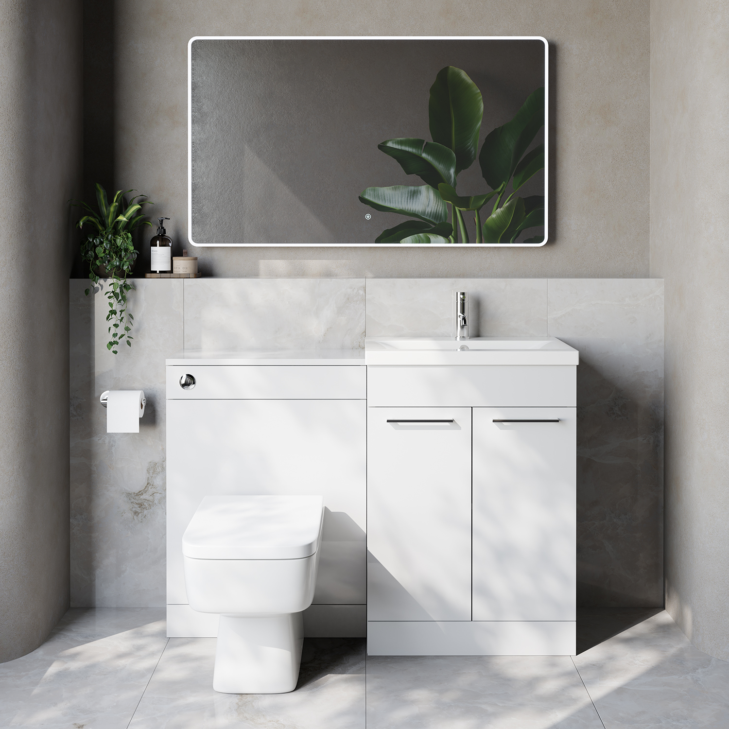 Napoli 390 Cento 2 Door Vanity Unit Toilet Suite with Glide Basin