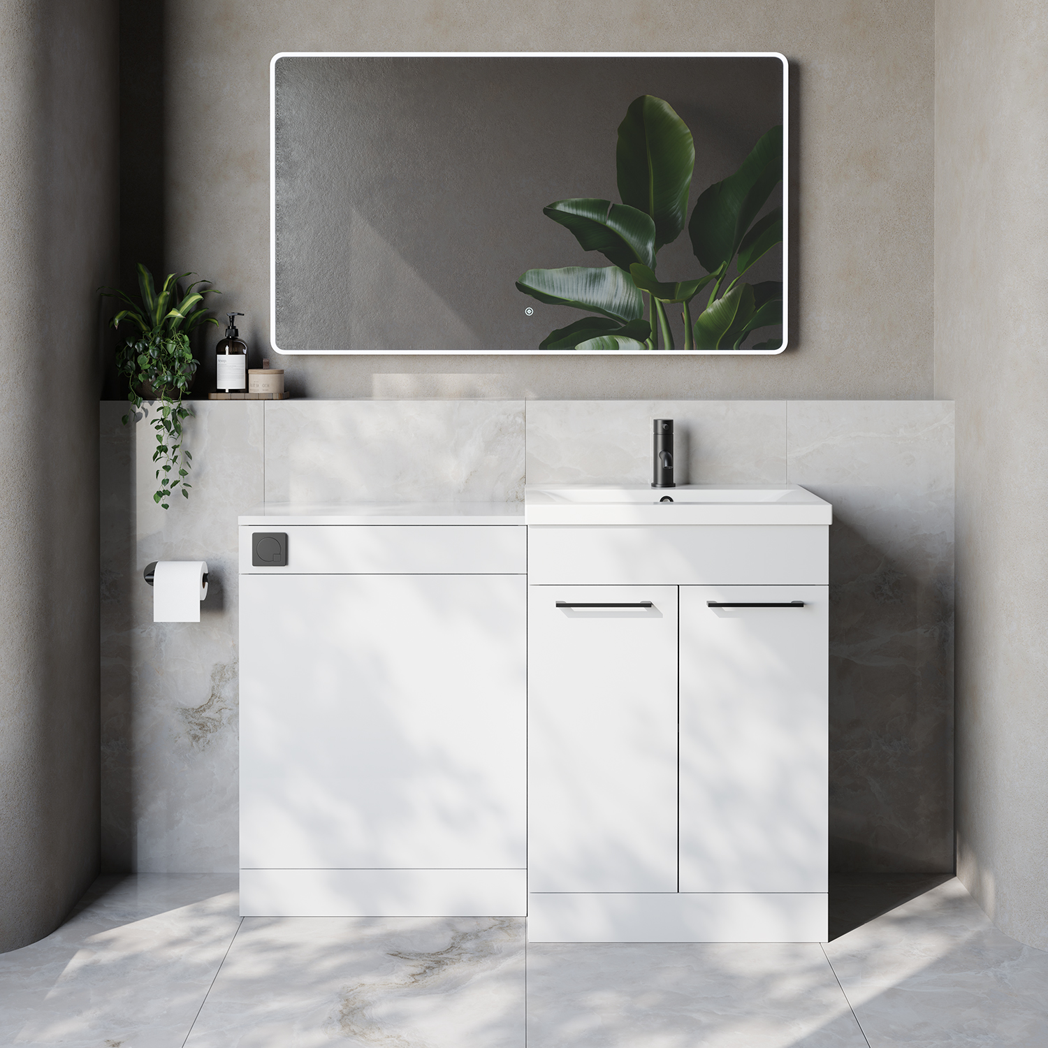 Napoli 390 Cento 2 Door Vanity Unit Toilet Suite with Glide Basin