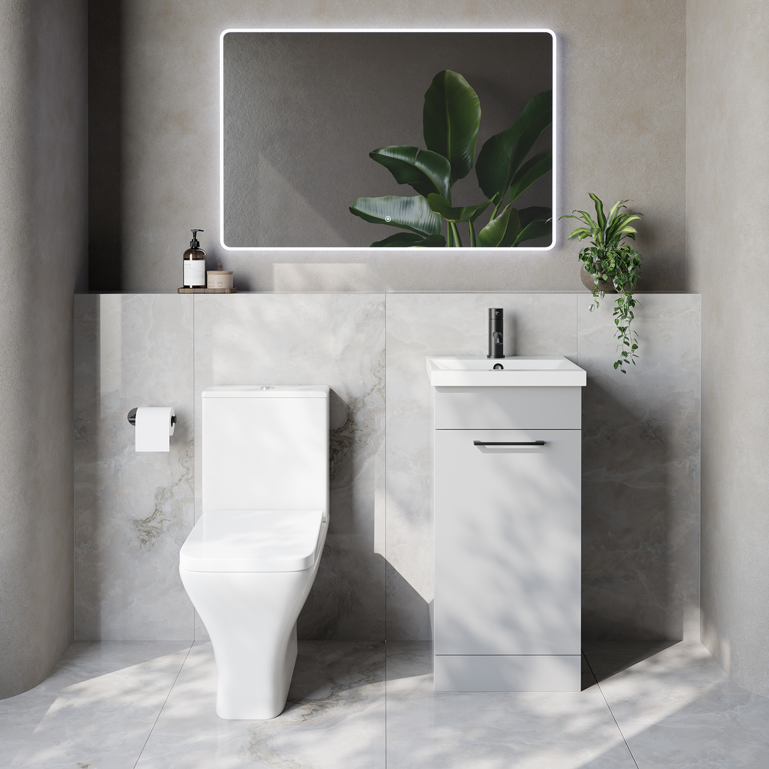 Napoli 390 Single Door Vanity Unit and Kingston Toilet Suite with Glide Basin