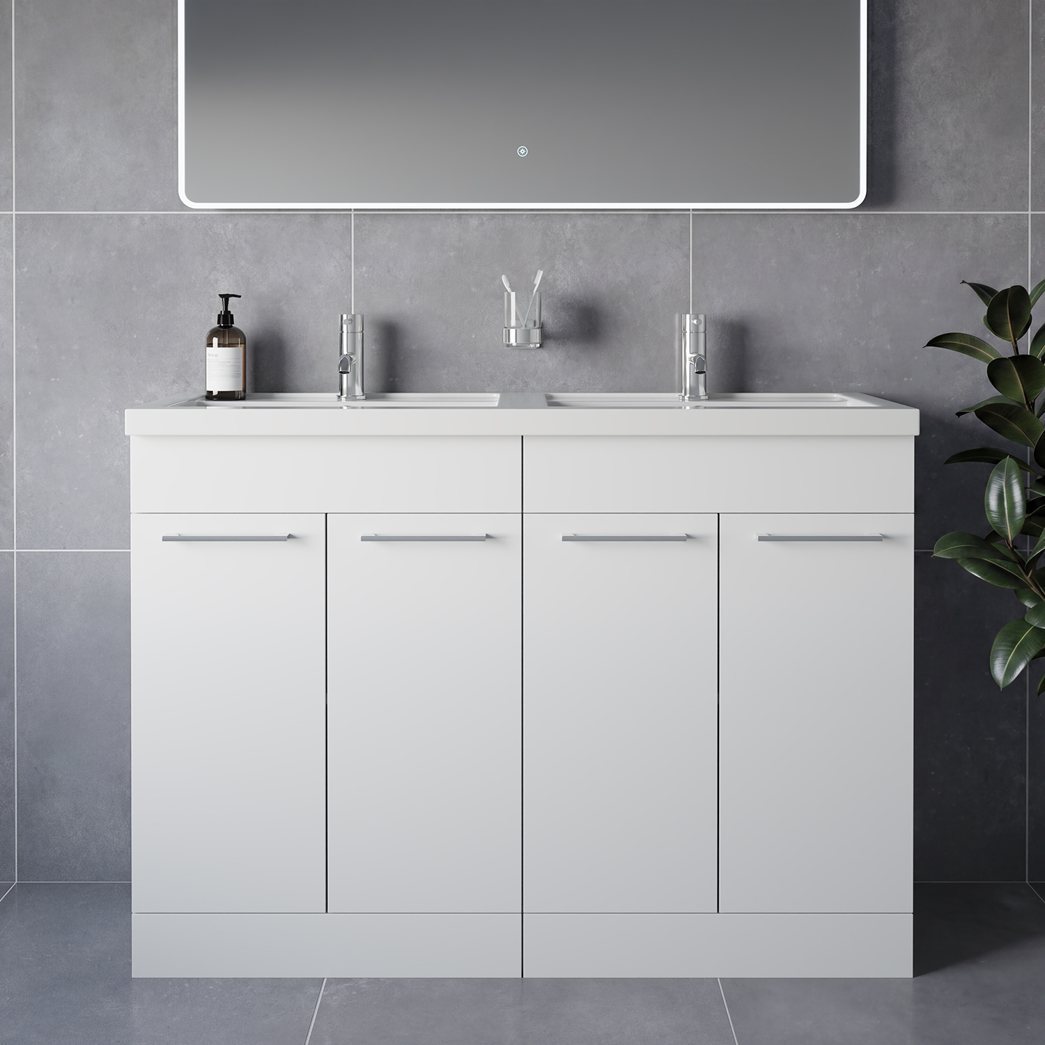 Napoli 390 4 Door Vanity Unit with Double Lucia Basins