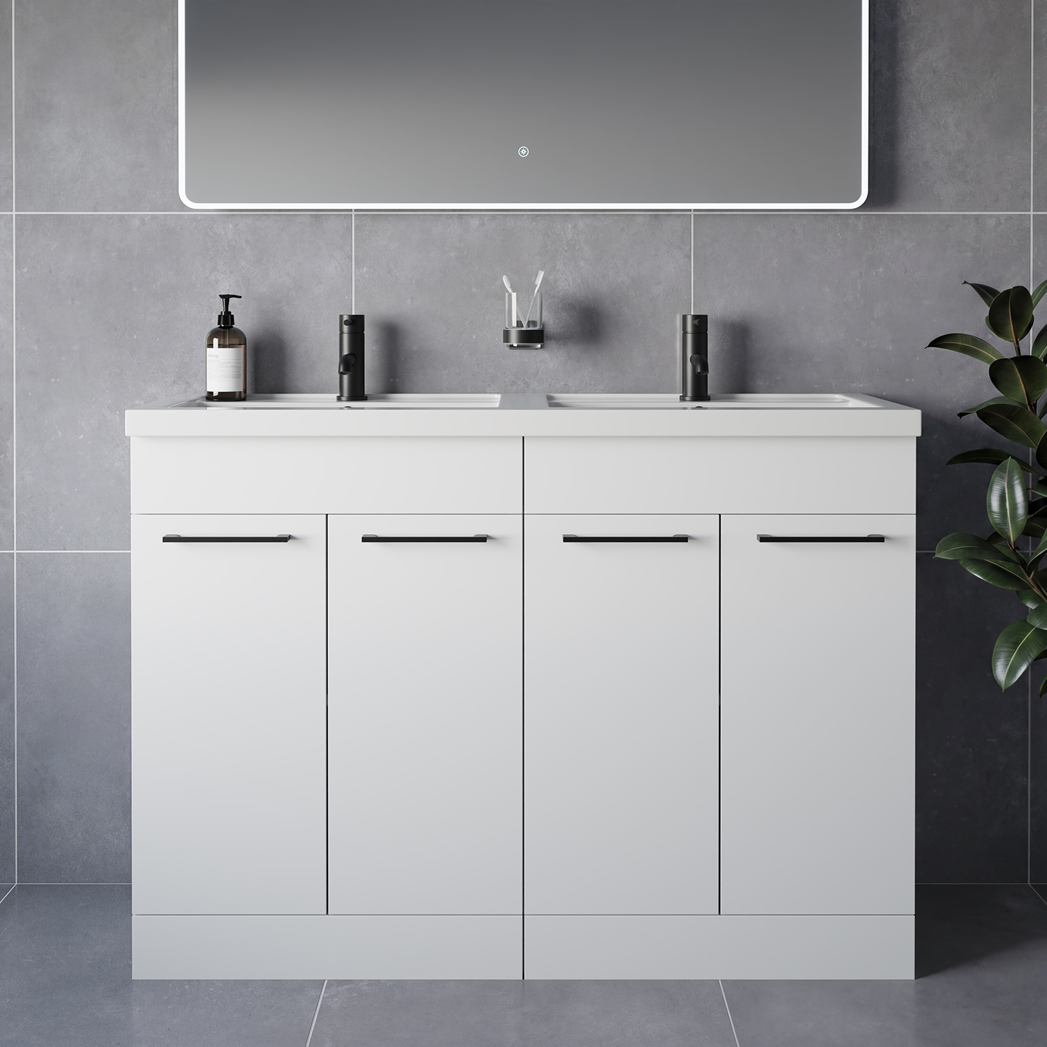 Napoli 390 4 Door Vanity Unit with Double Lucia Basins