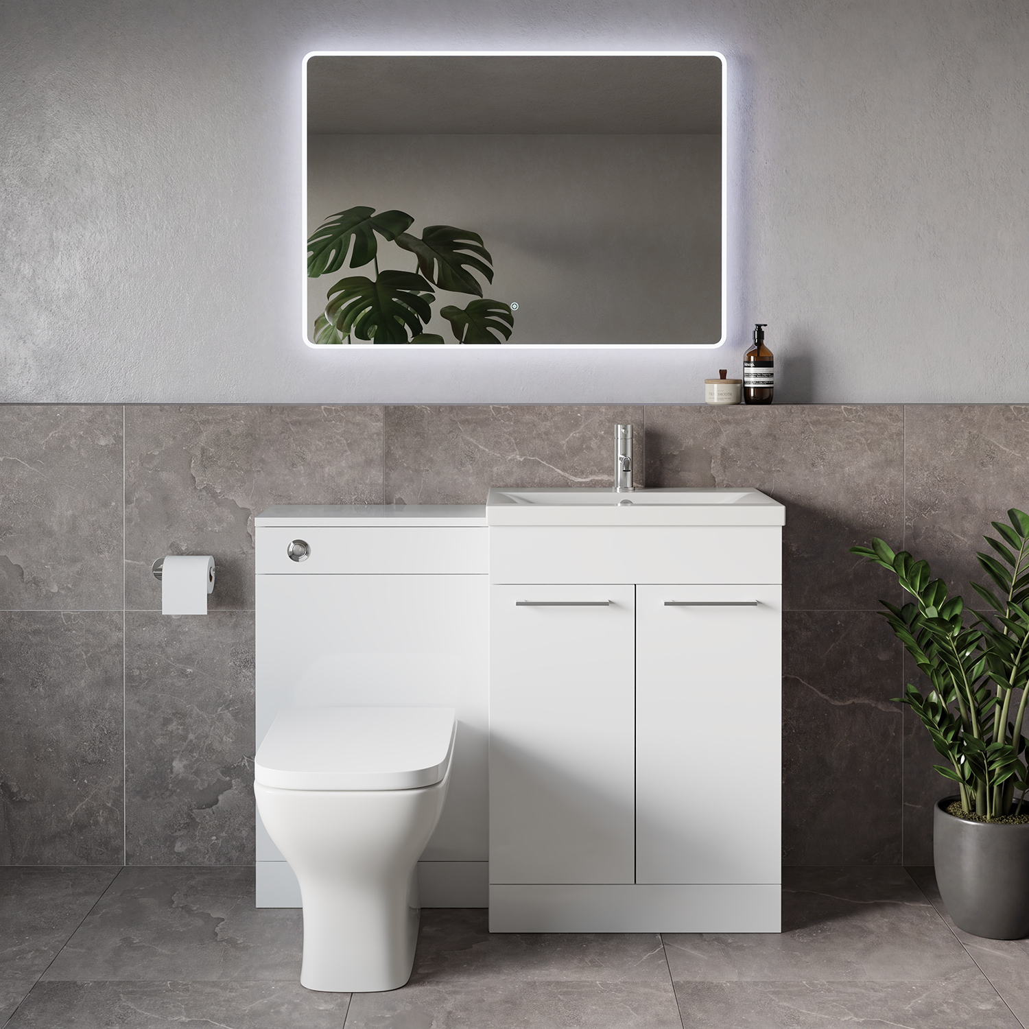 Napoli 390 2 Door Vanity Unit Toilet Suite with Glide Basin
