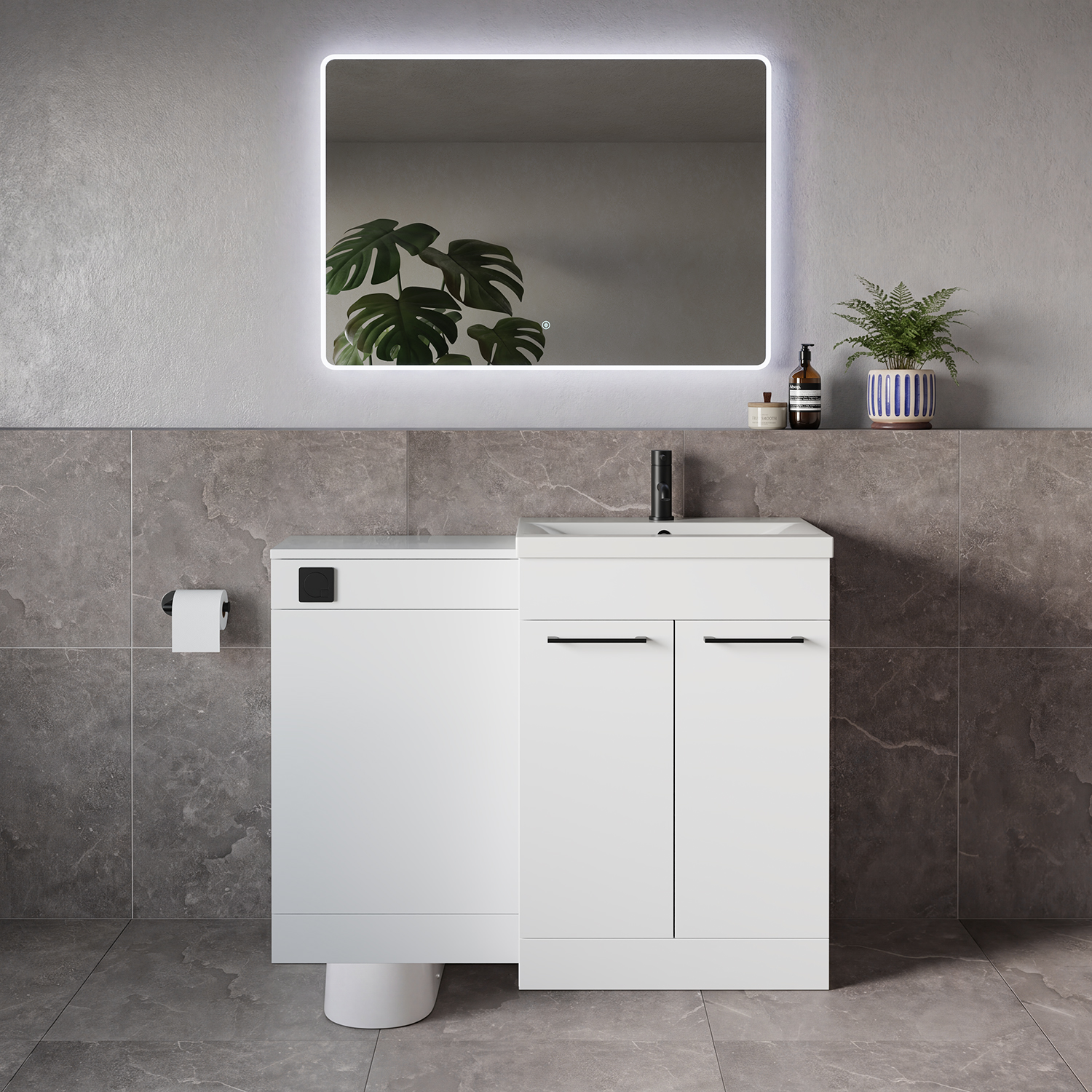 Napoli 390 2 Door Vanity Unit Toilet Suite with Glide Basin