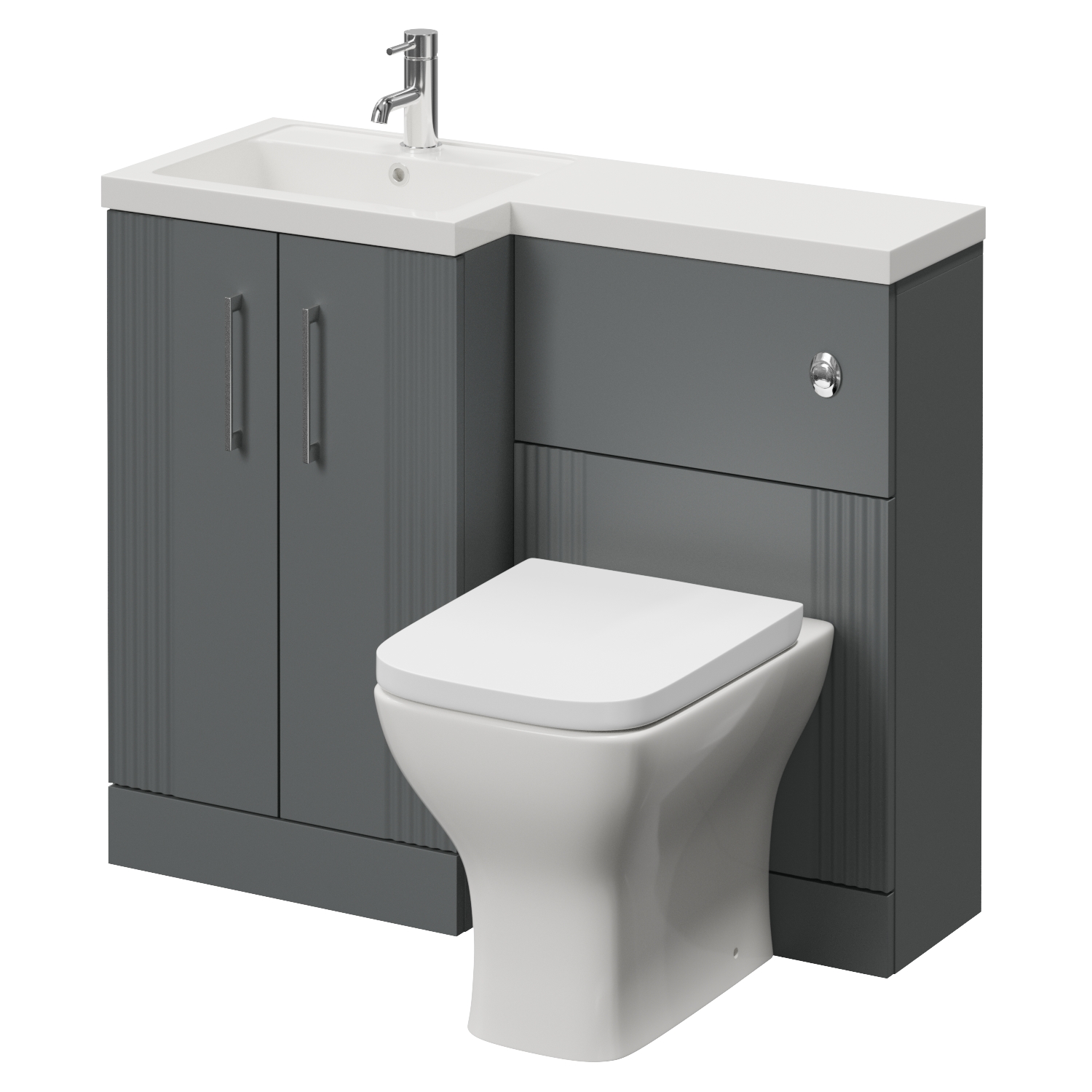 Avant 2 Door Vanity Unit Toilet Suite with Left Hand Square Lucia Basin