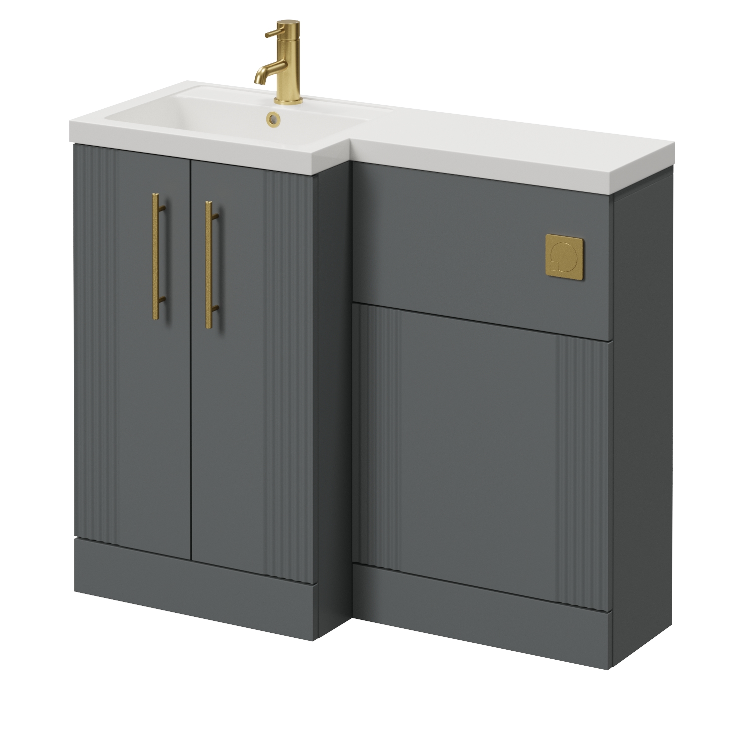 Avant 2 Door Vanity Unit Toilet Suite with Left Hand Square Lucia Basin