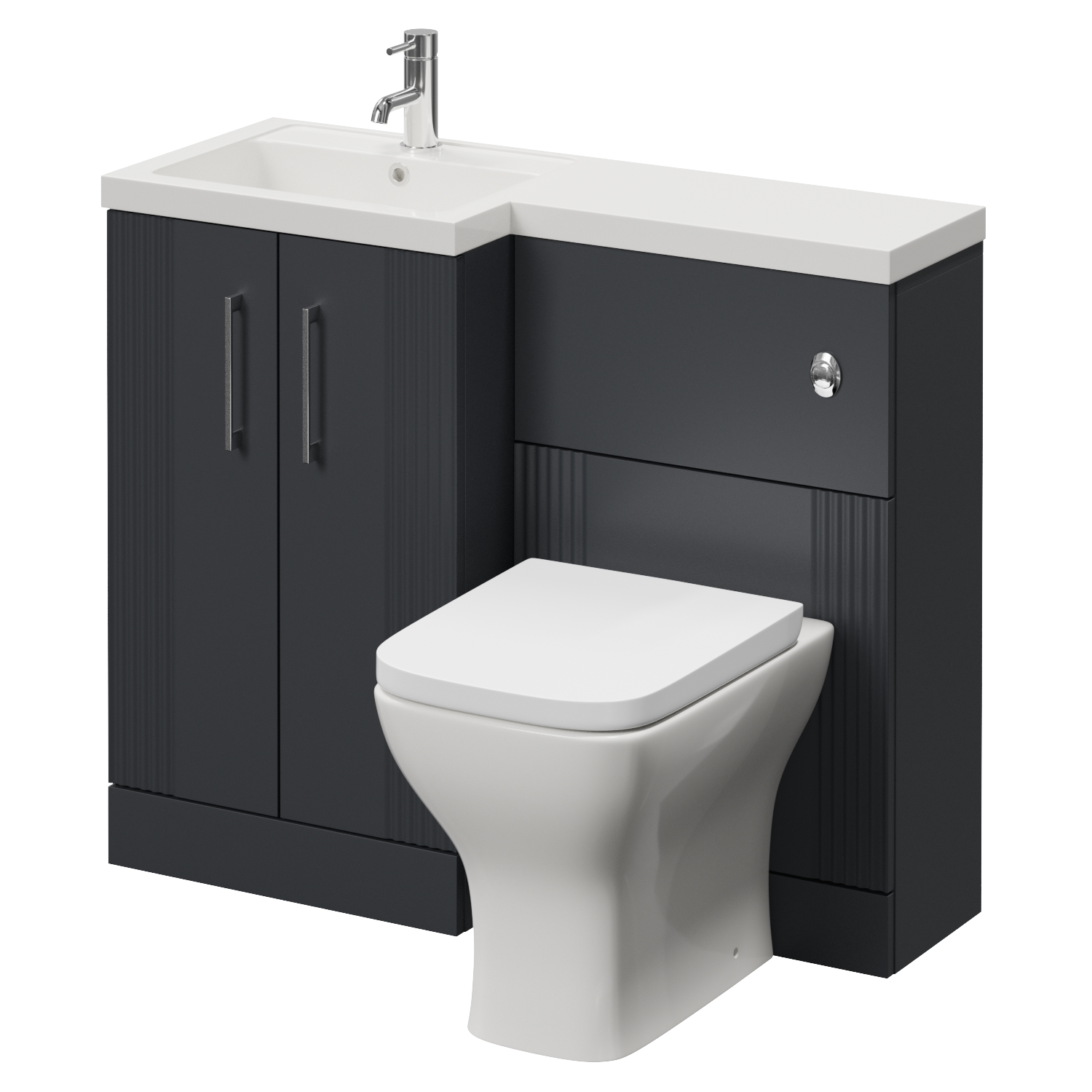 Avant 2 Door Vanity Unit Toilet Suite with Left Hand Square Lucia Basin