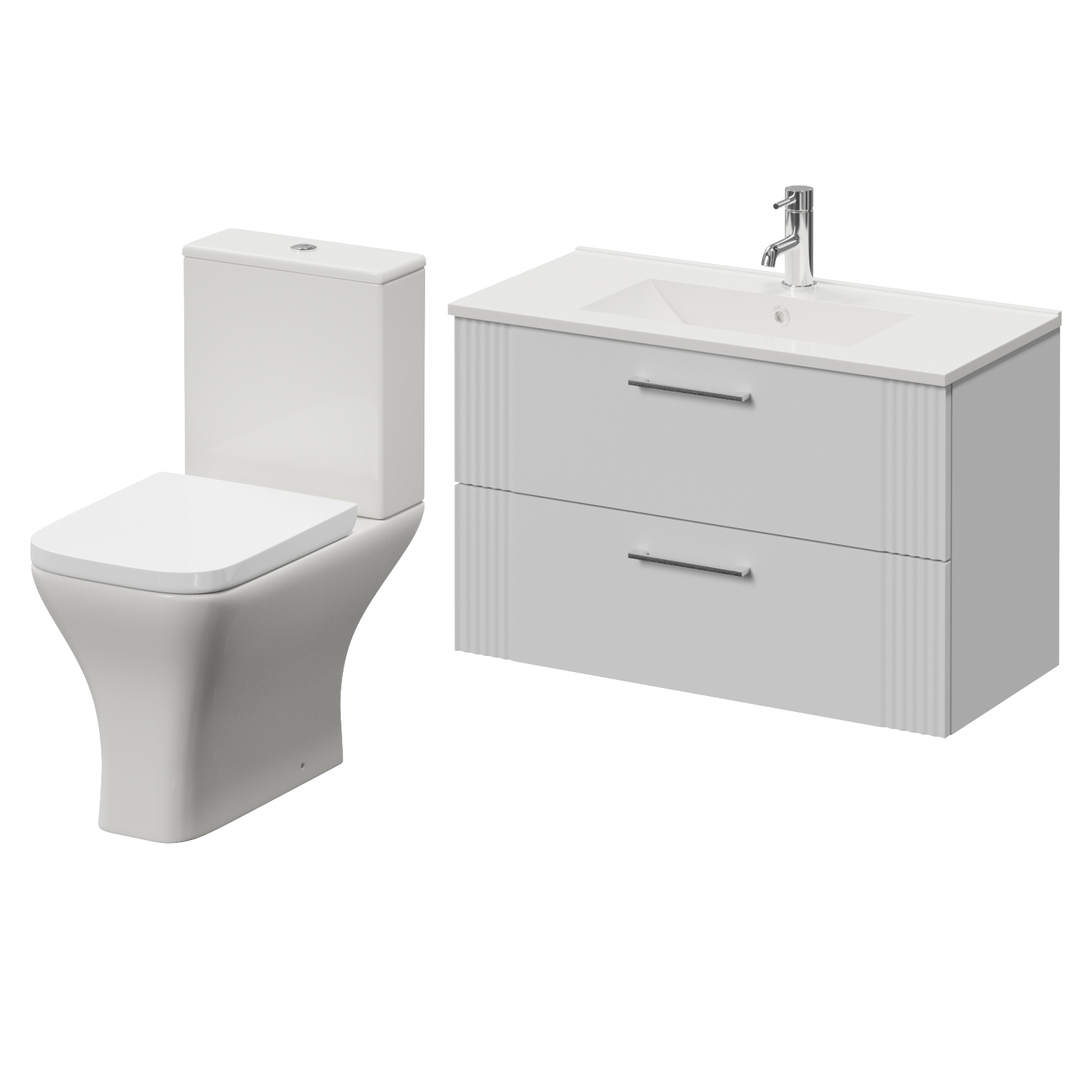 Avant Wall Mounted 2 Drawer Vanity Unit and Kingston Toilet Suite with Angel Basin