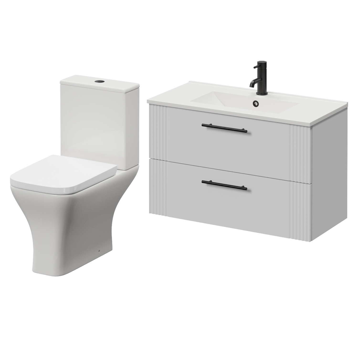 Avant Wall Mounted 2 Drawer Vanity Unit and Kingston Toilet Suite with Angel Basin