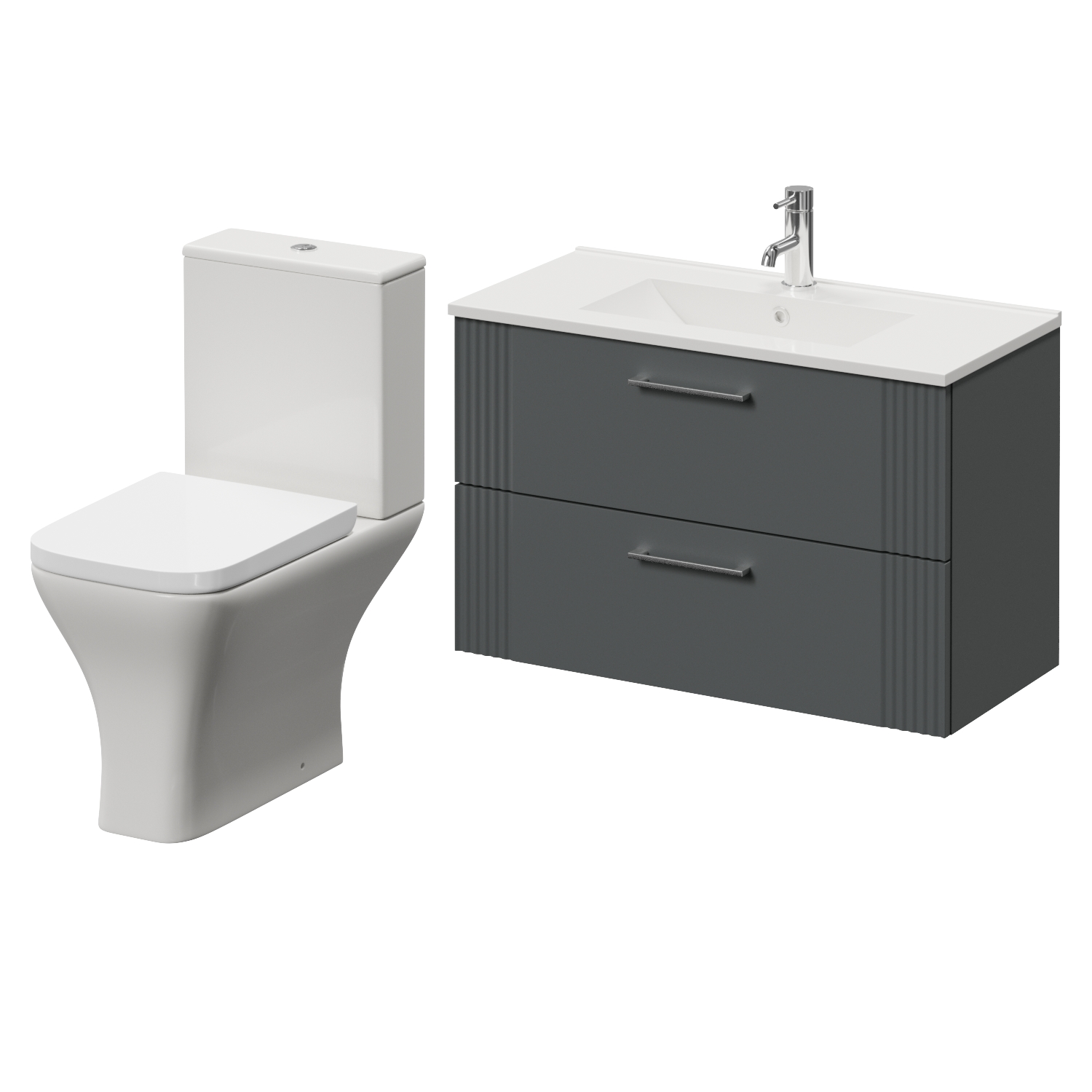 Avant Wall Mounted 2 Drawer Vanity Unit and Kingston Toilet Suite with Angel Basin
