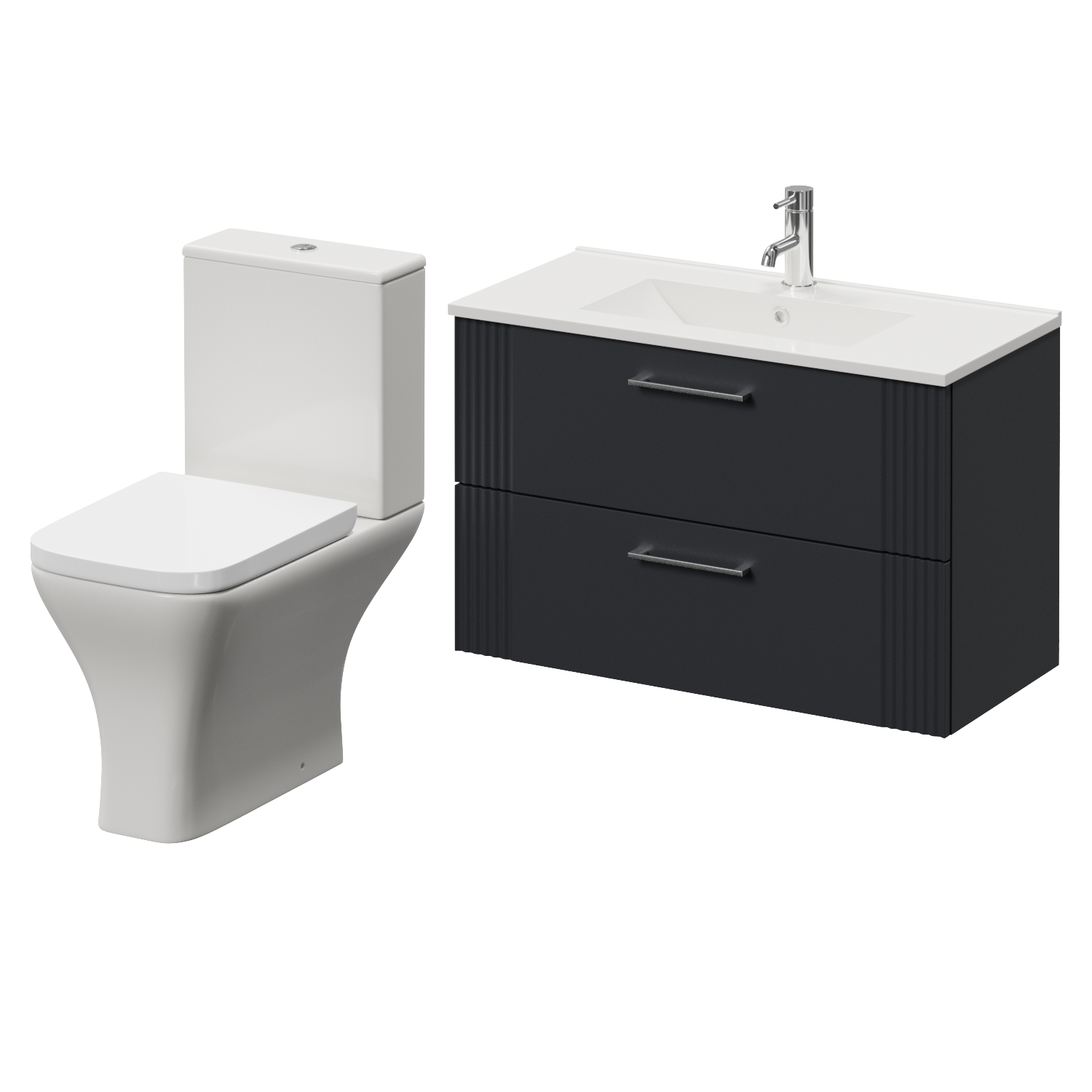 Avant Wall Mounted 2 Drawer Vanity Unit and Kingston Toilet Suite with Angel Basin