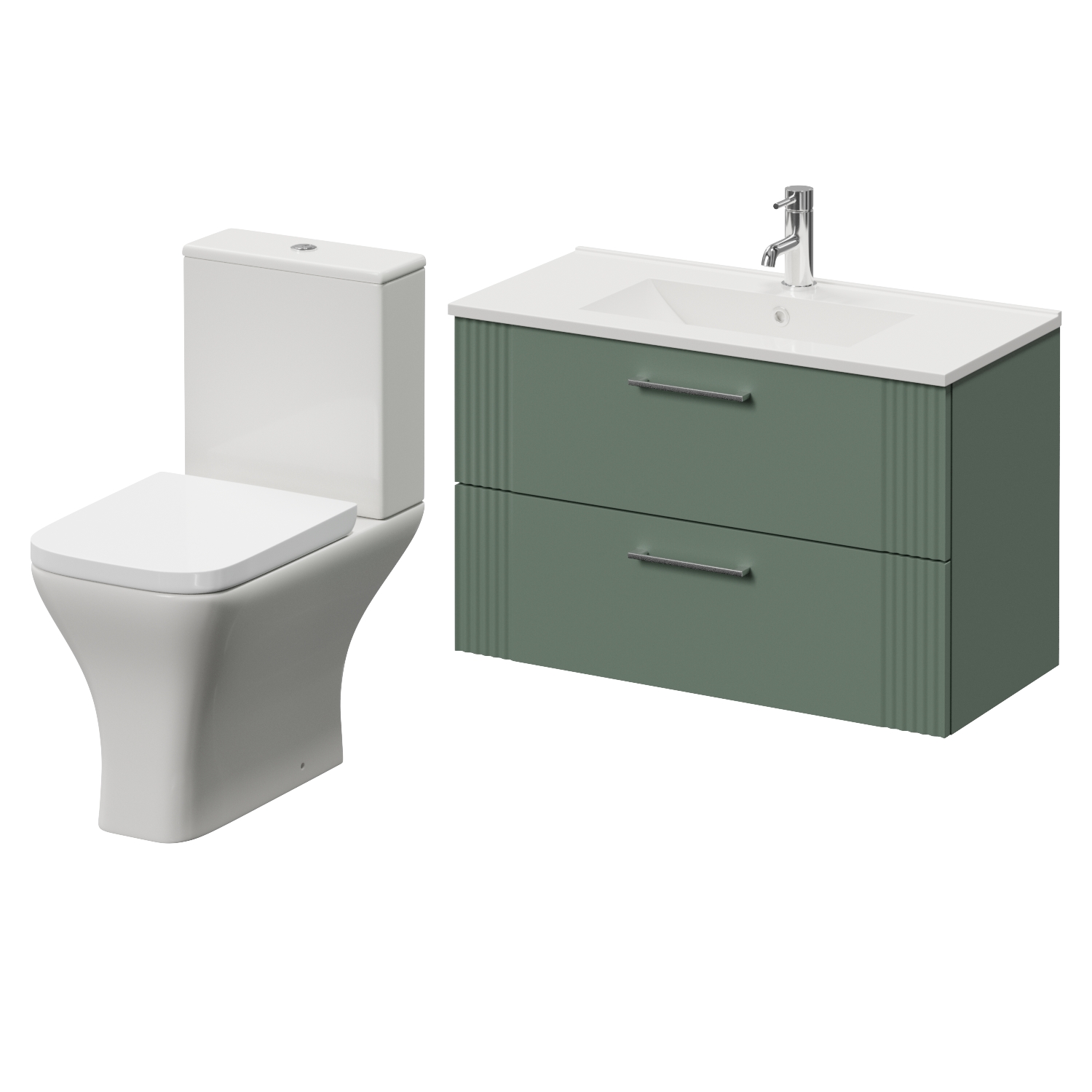 Avant Wall Mounted 2 Drawer Vanity Unit and Kingston Toilet Suite with Angel Basin