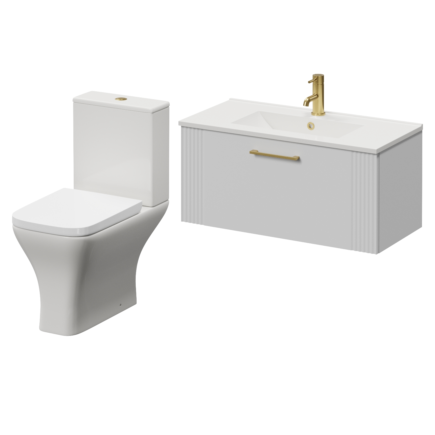 Avant Wall Mounted Single Drawer Vanity Unit and Kingston Toilet Suite with Angel Basin