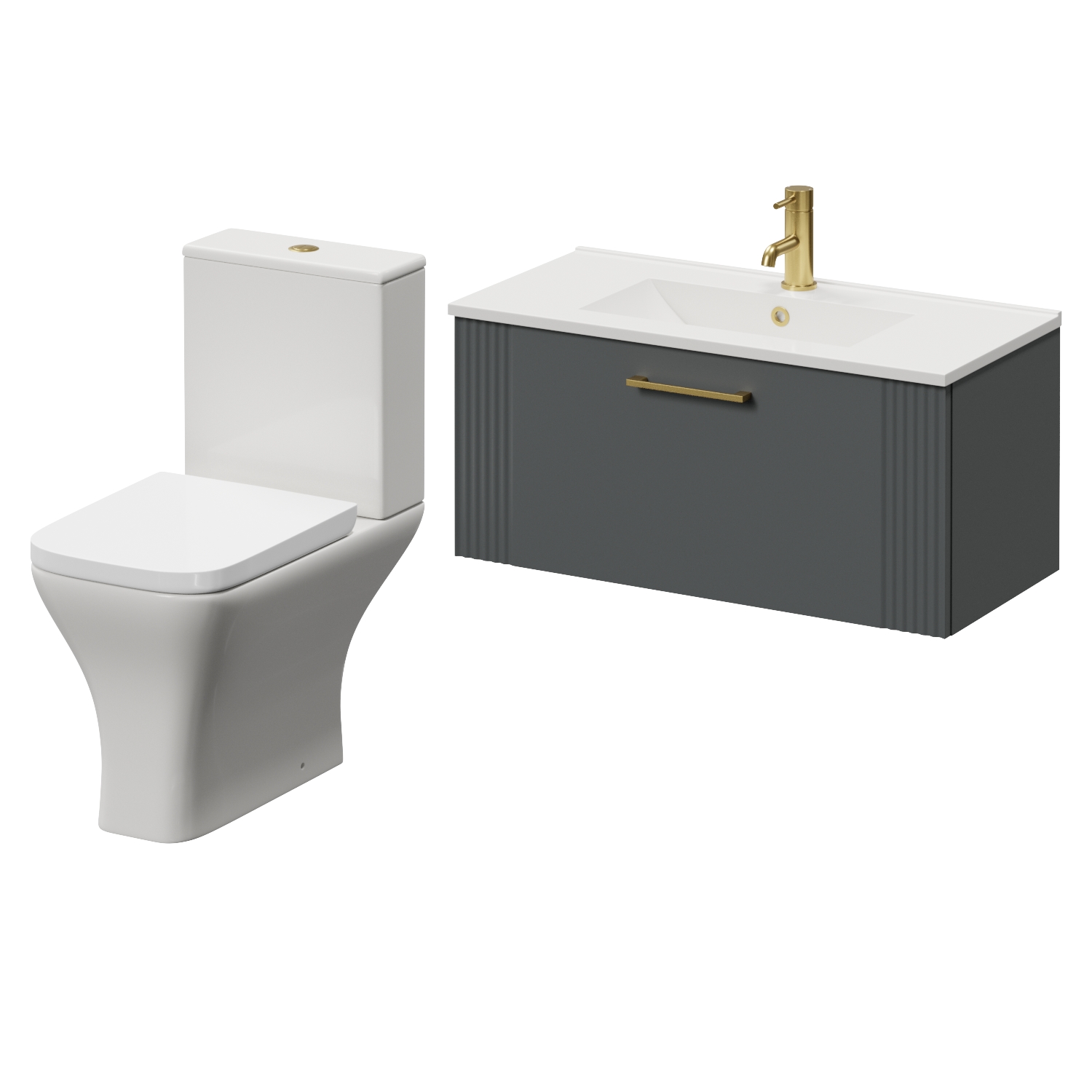 Avant Wall Mounted Single Drawer Vanity Unit and Kingston Toilet Suite with Angel Basin