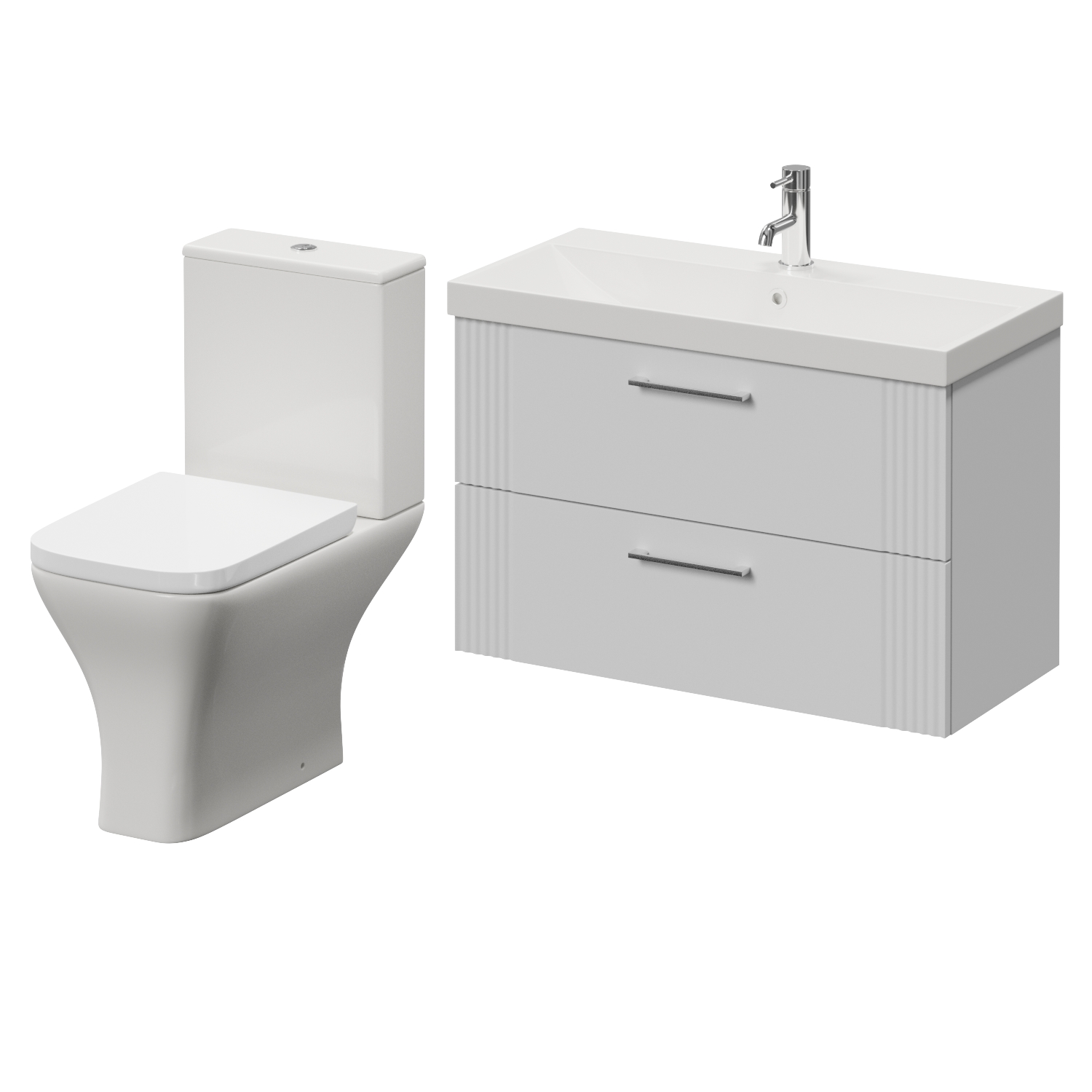 Avant Wall Mounted 2 Drawer Vanity Unit and Kingston Toilet Suite with Rimini Basin