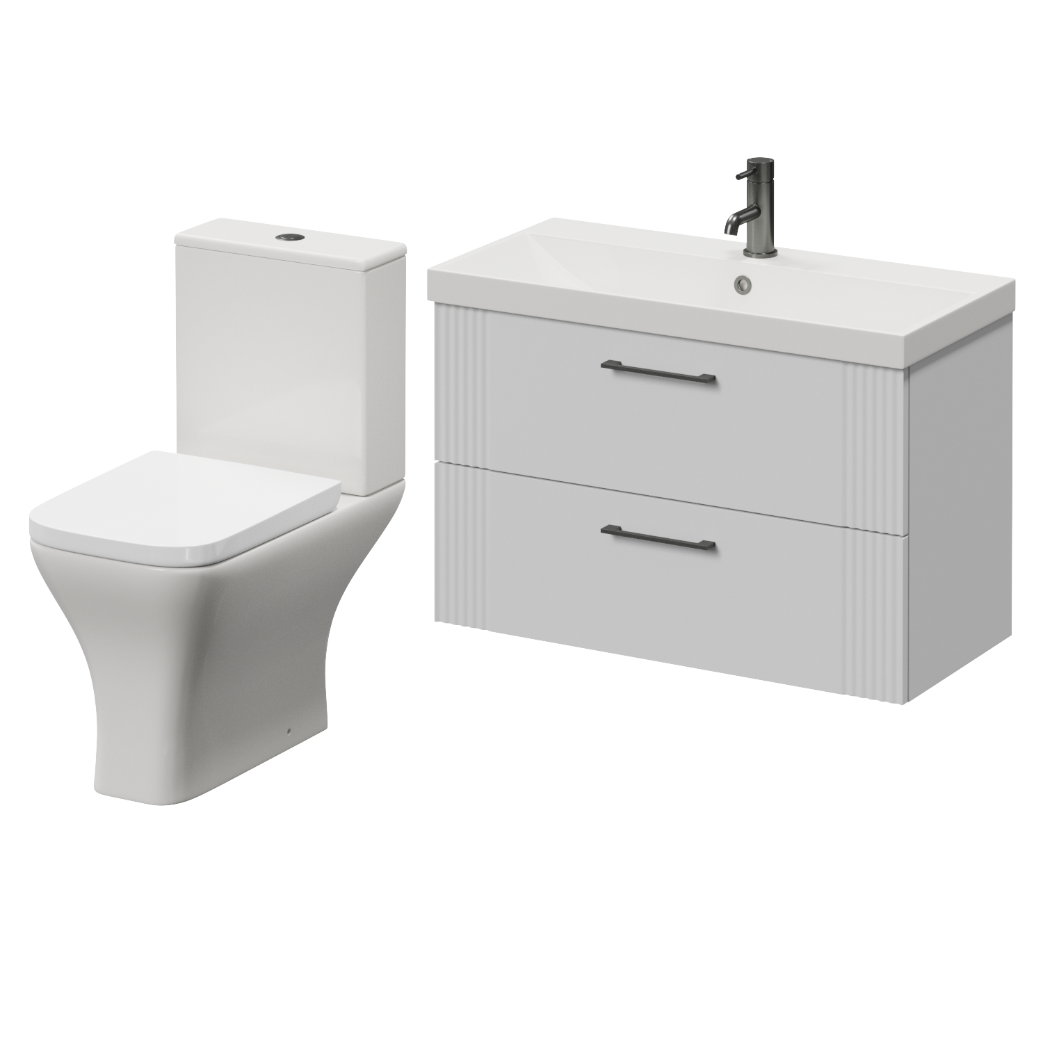 Avant Wall Mounted 2 Drawer Vanity Unit and Kingston Toilet Suite with Rimini Basin